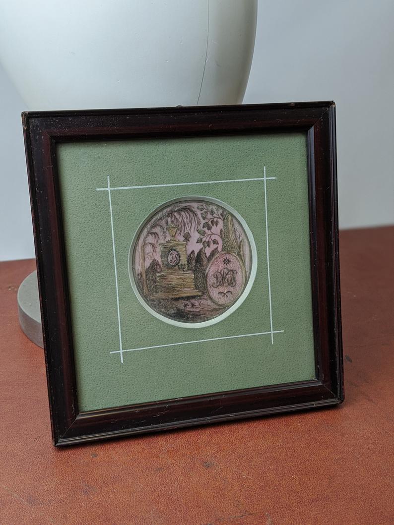 Victorian Framed Sepia Hair Art