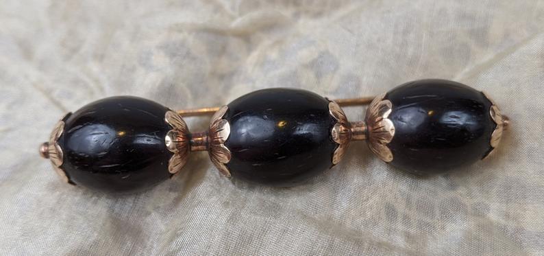 19th c. 14k Gold Palm Seed Brooch