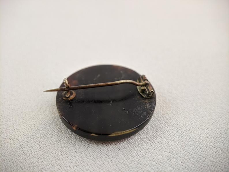 Victorian Pique Mourning Brooch | Grape Motif