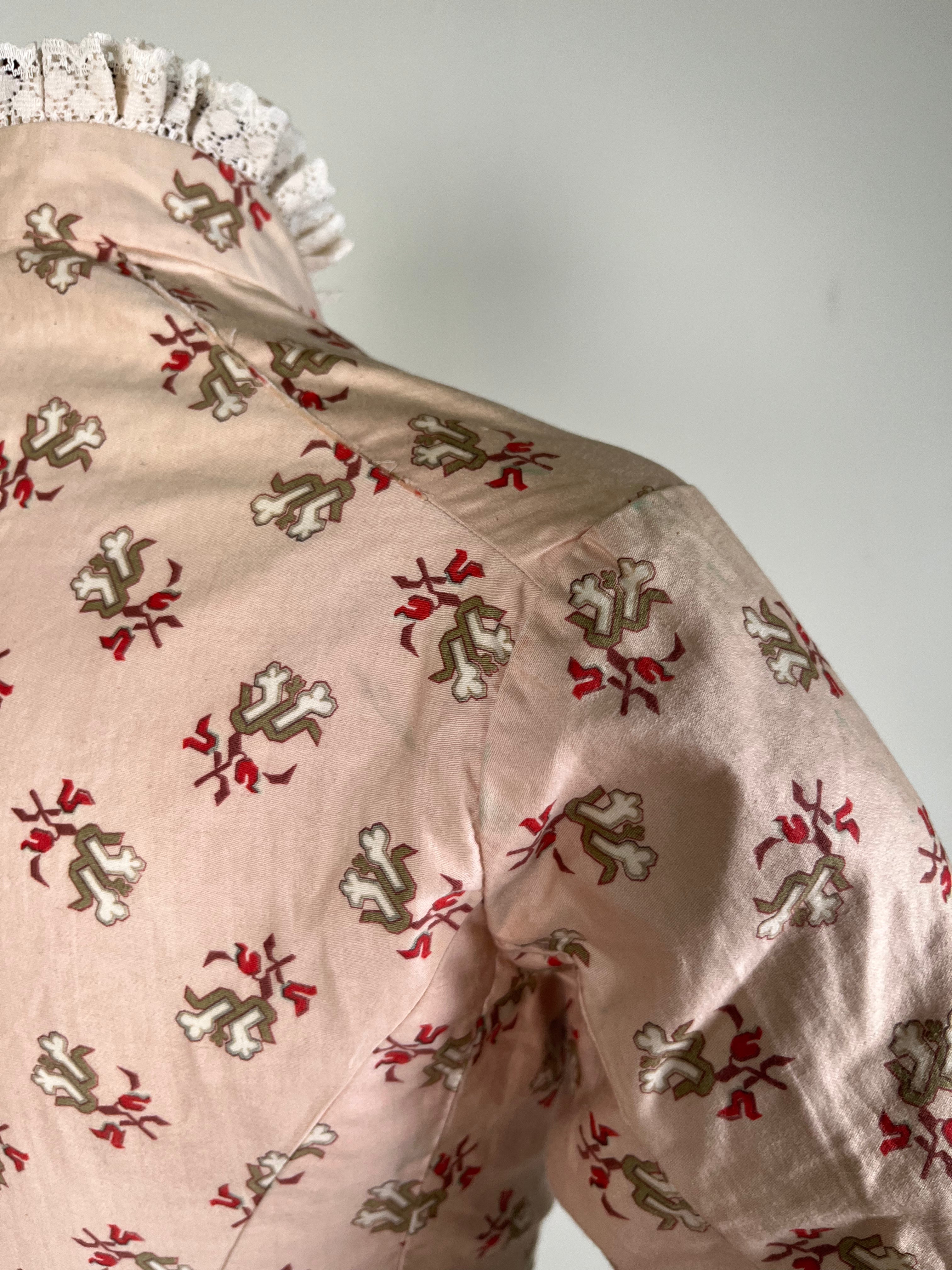 c. 1880s Cotton Sateen Printed Bodice