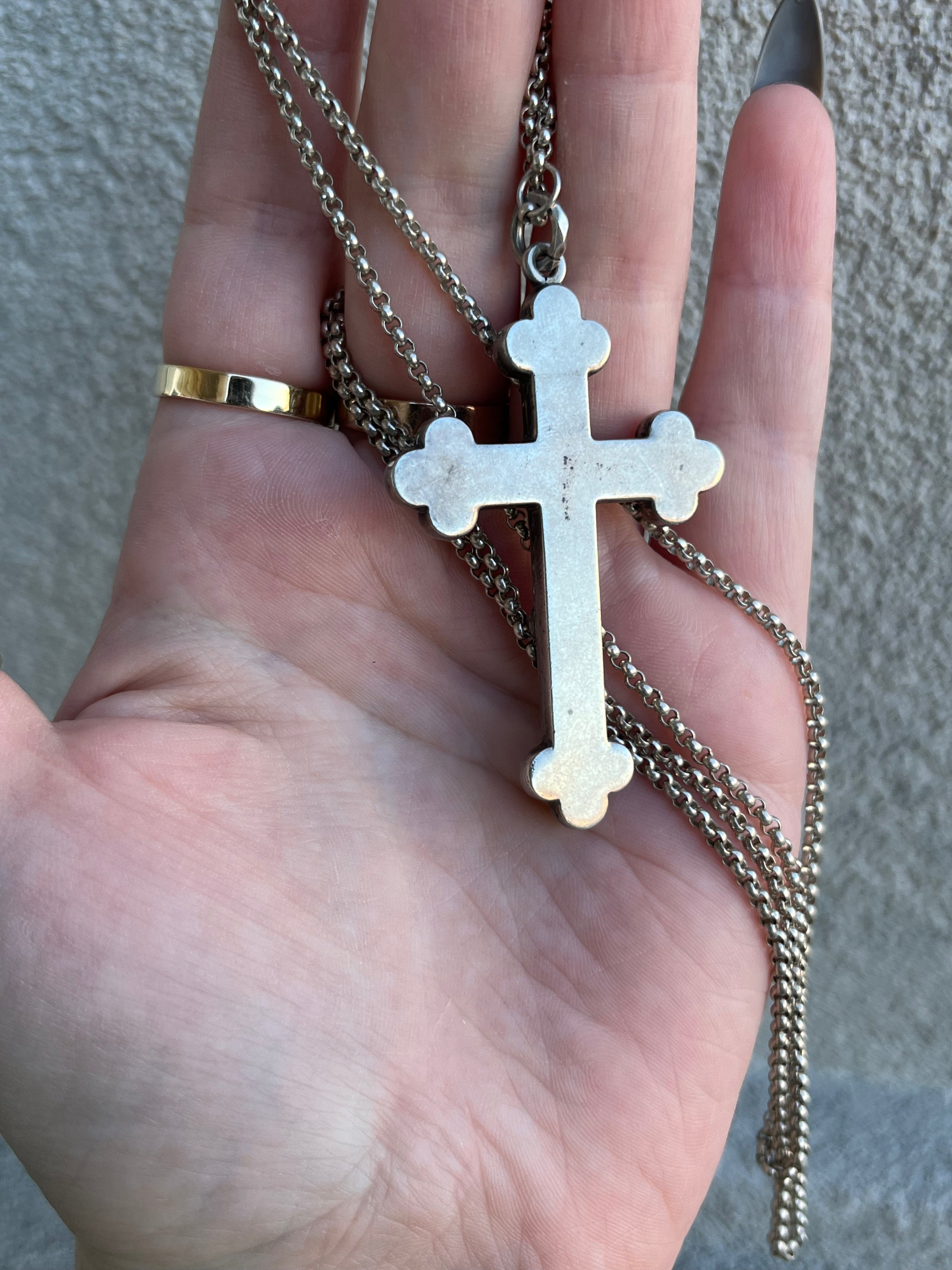 Reserved | Silver Scottish Agate Cross Necklace