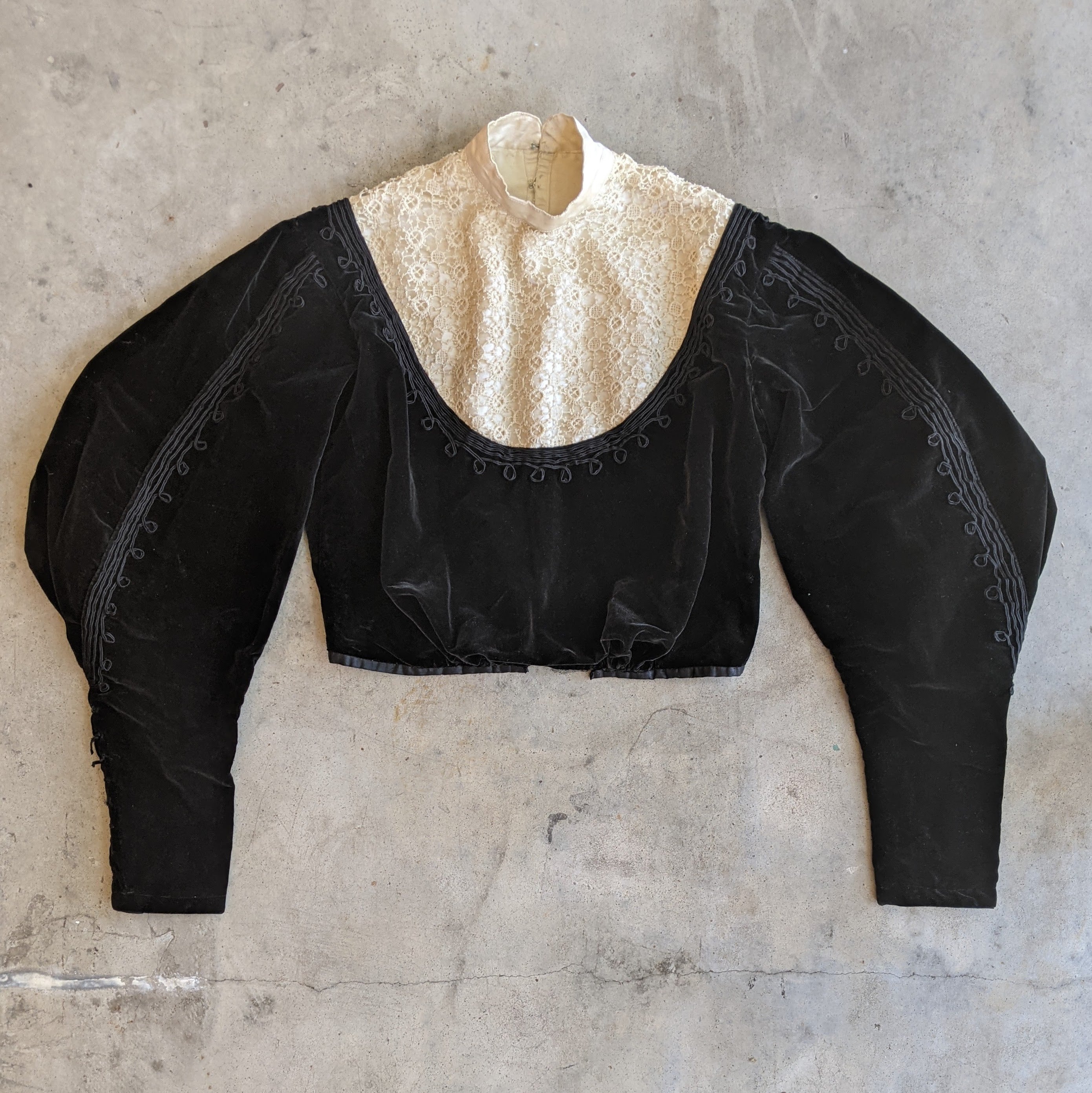 c. 1900s Black Velvet Bodice