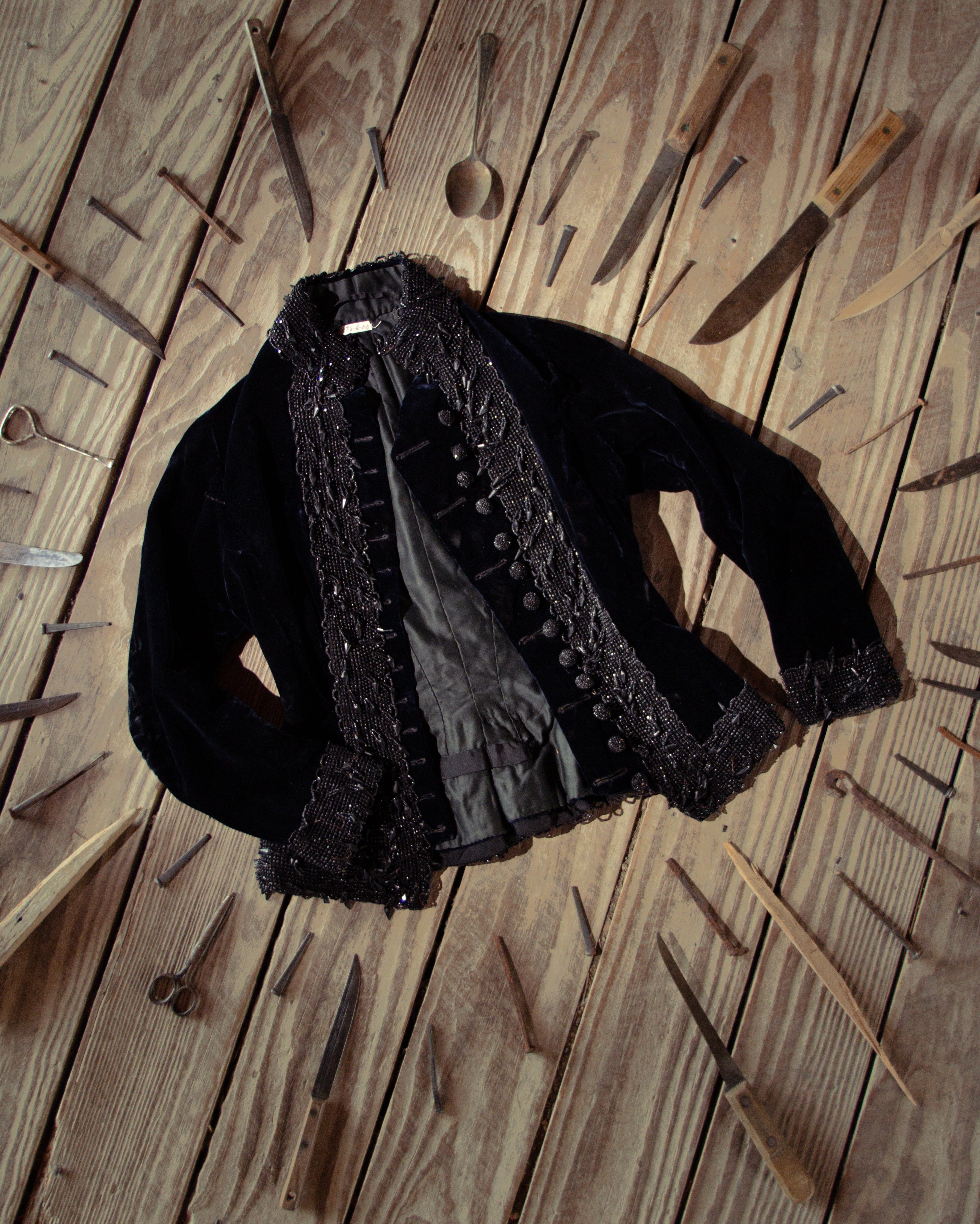 c. 1880s Beaded Black Velvet Bodice