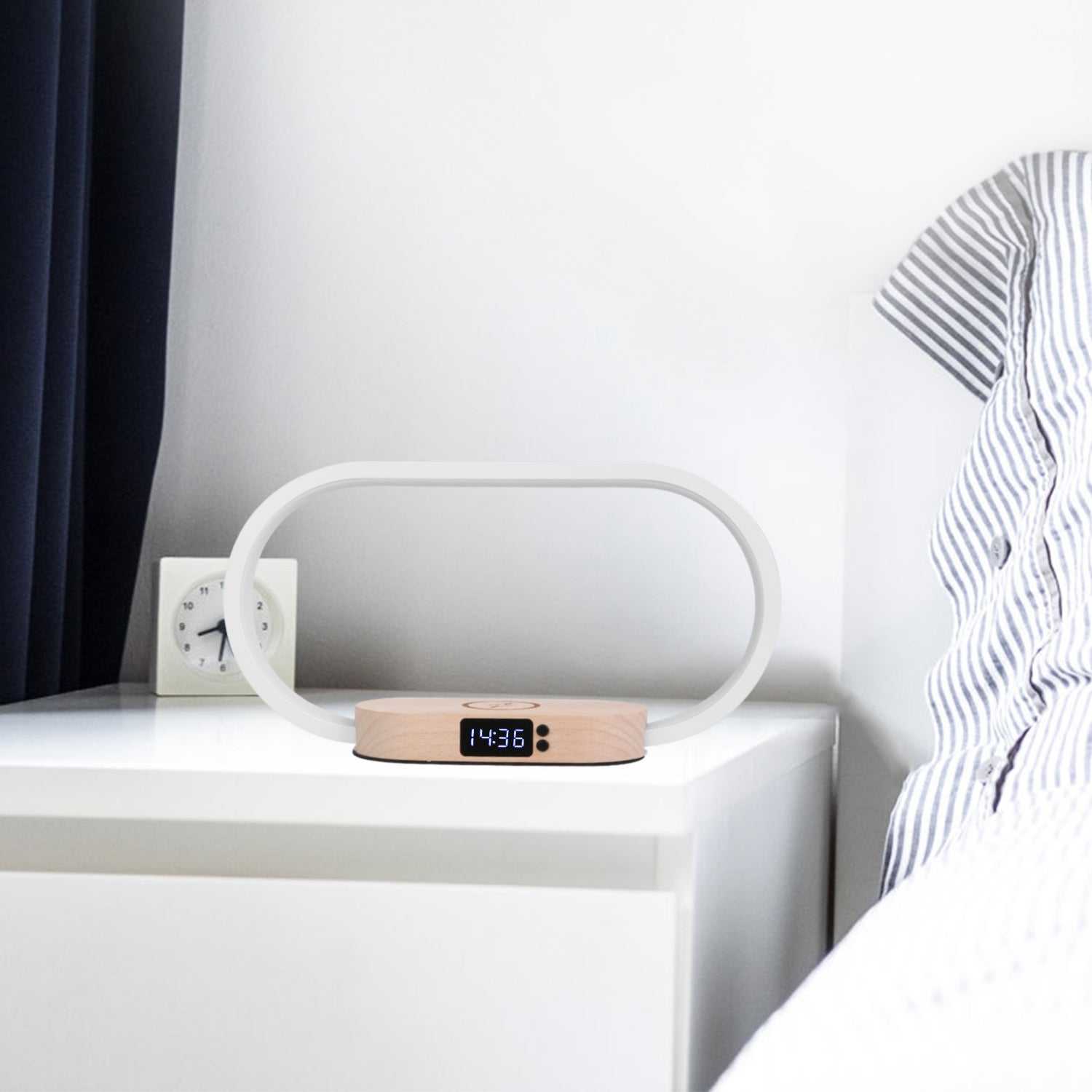 1 Set Bedside Table Lamp Touch Control Lamp With Clock Wireless Charging LED Desk Lamp Dimmable Nightstand Reading Lamp - Gadgets &amp; Gifts