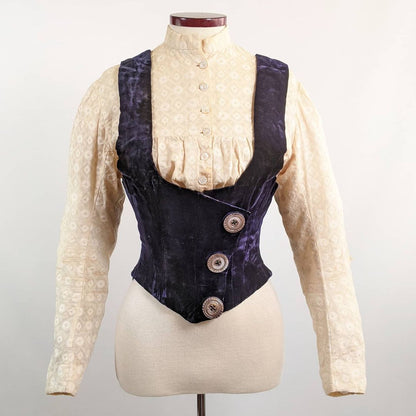 1880s Velvet Bodice or Waistcoat