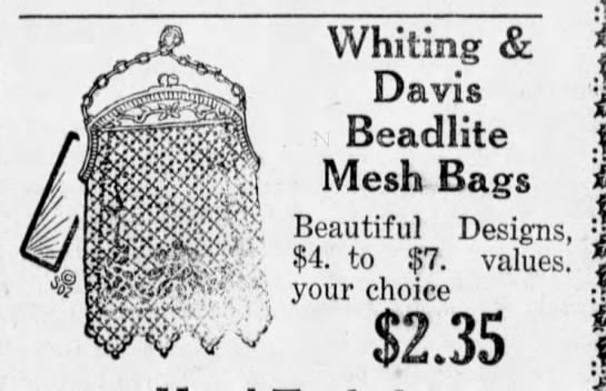 c. 1930 Whiting &amp; Davis Beadlite Purse in Original Box