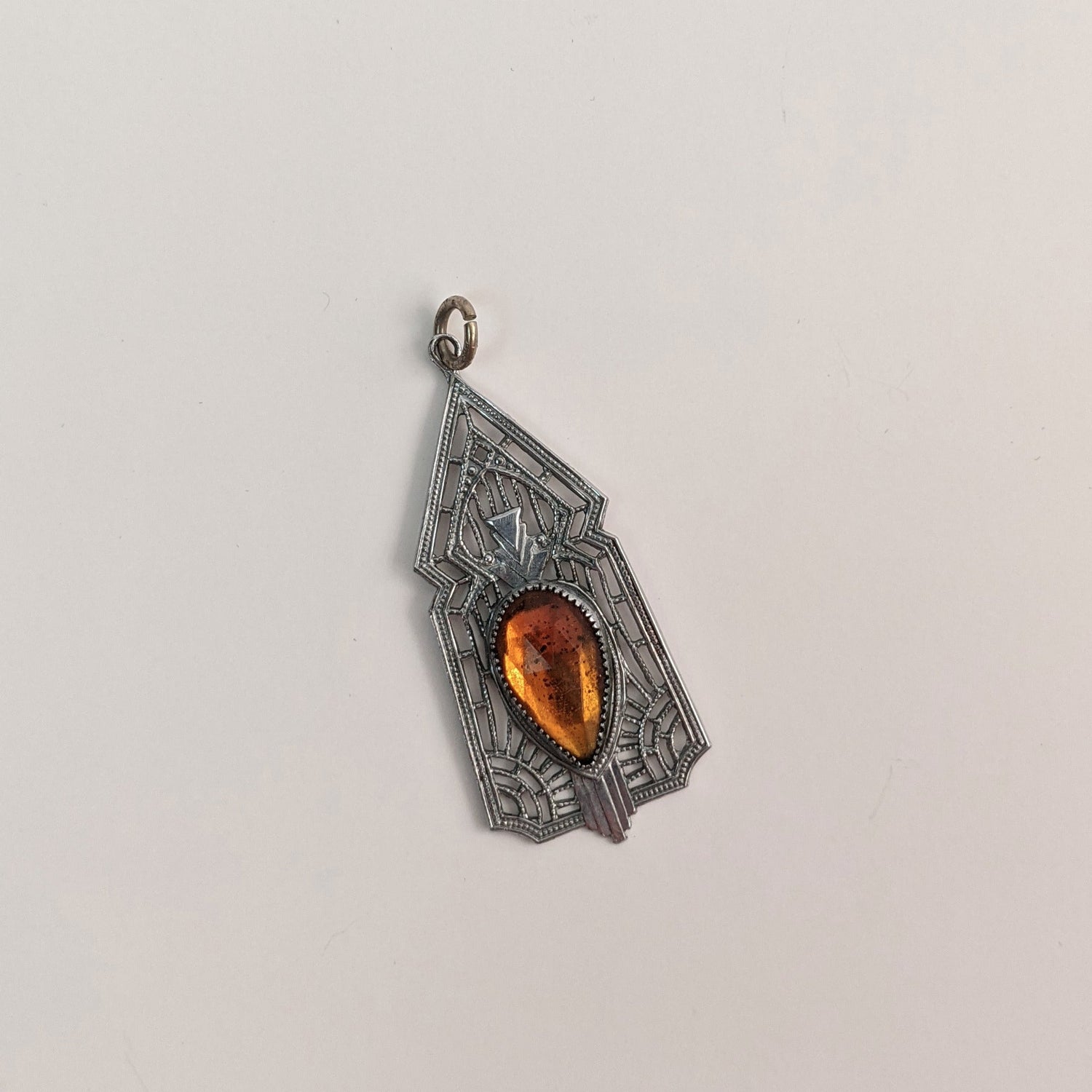 Art Deco Rhodium Plated Pendant