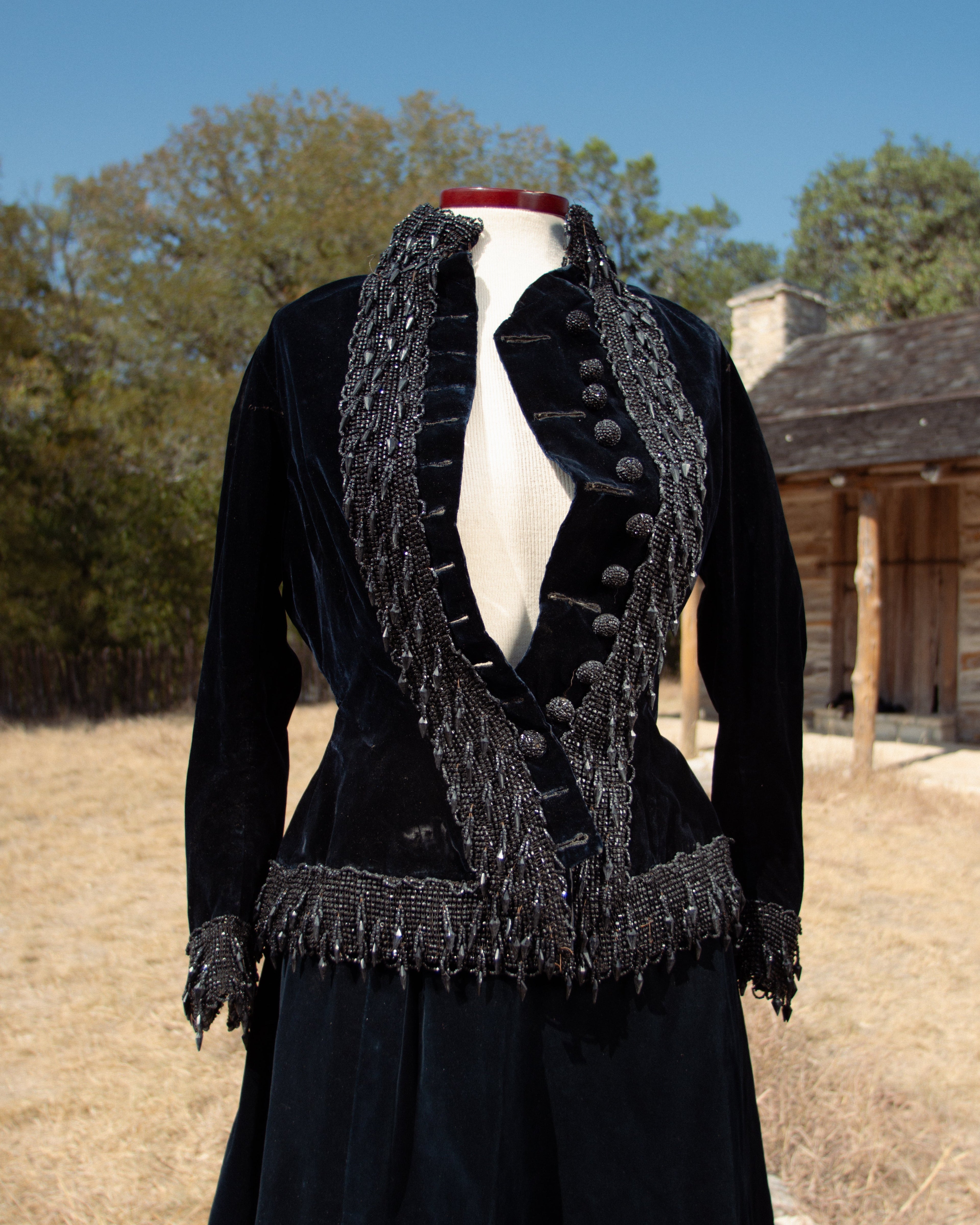 c. 1880s Beaded Black Velvet Bodice