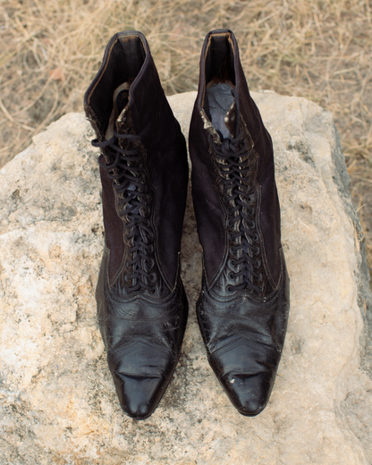 c. 1890s Black Pointed Toe Boots