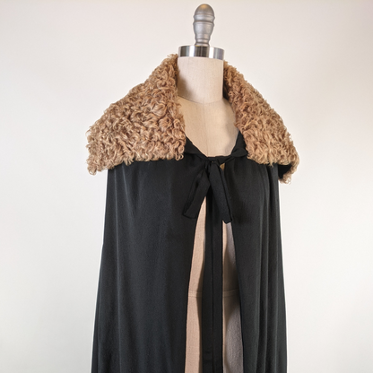 1920s Black Silk Cape