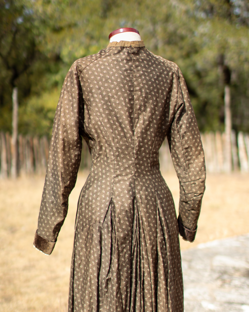 c. 1880s Brown Calico Dress