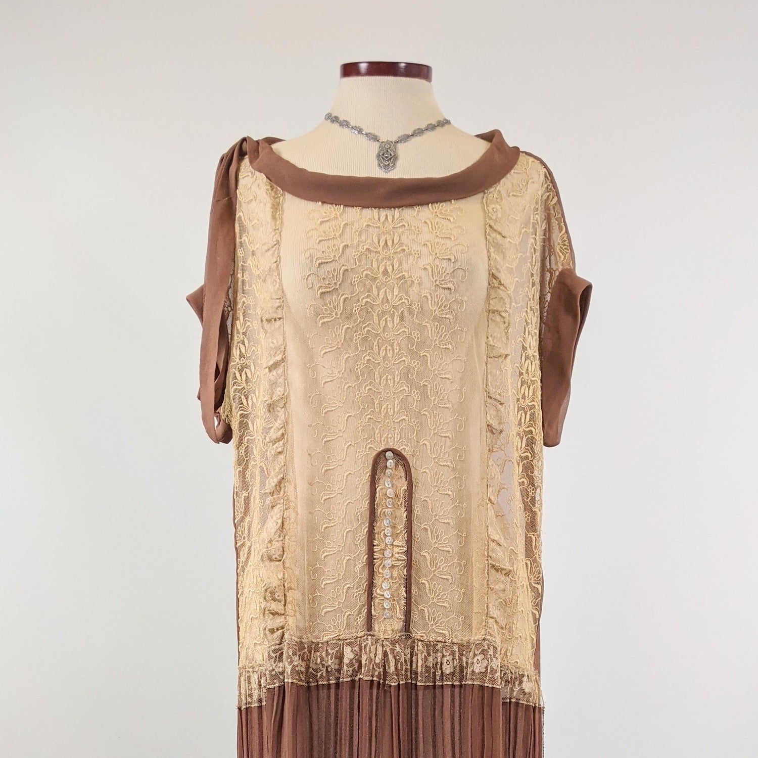 1920s Sheer Silk + Lace Dress