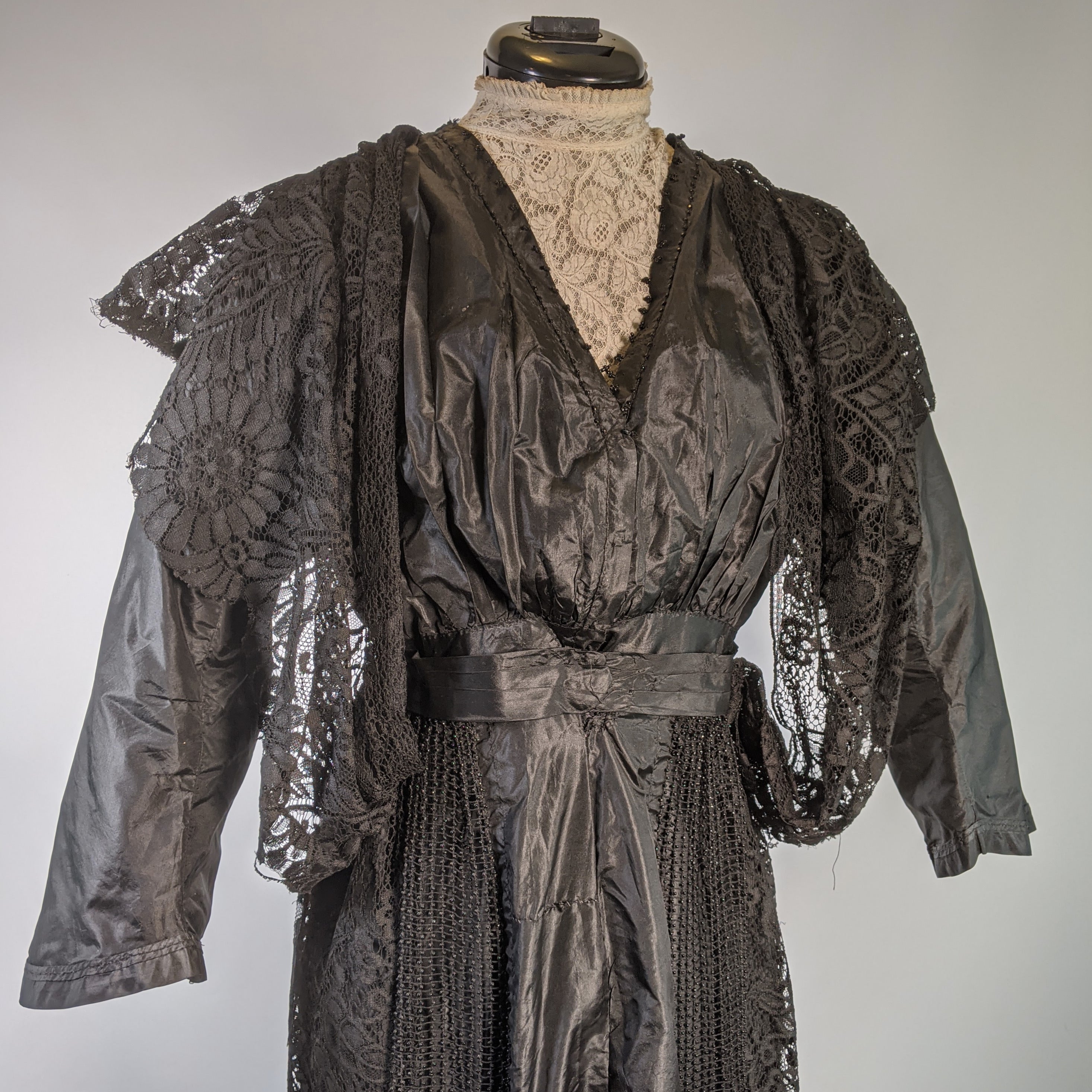 1910s Black Taffeta Gown | 28" waist