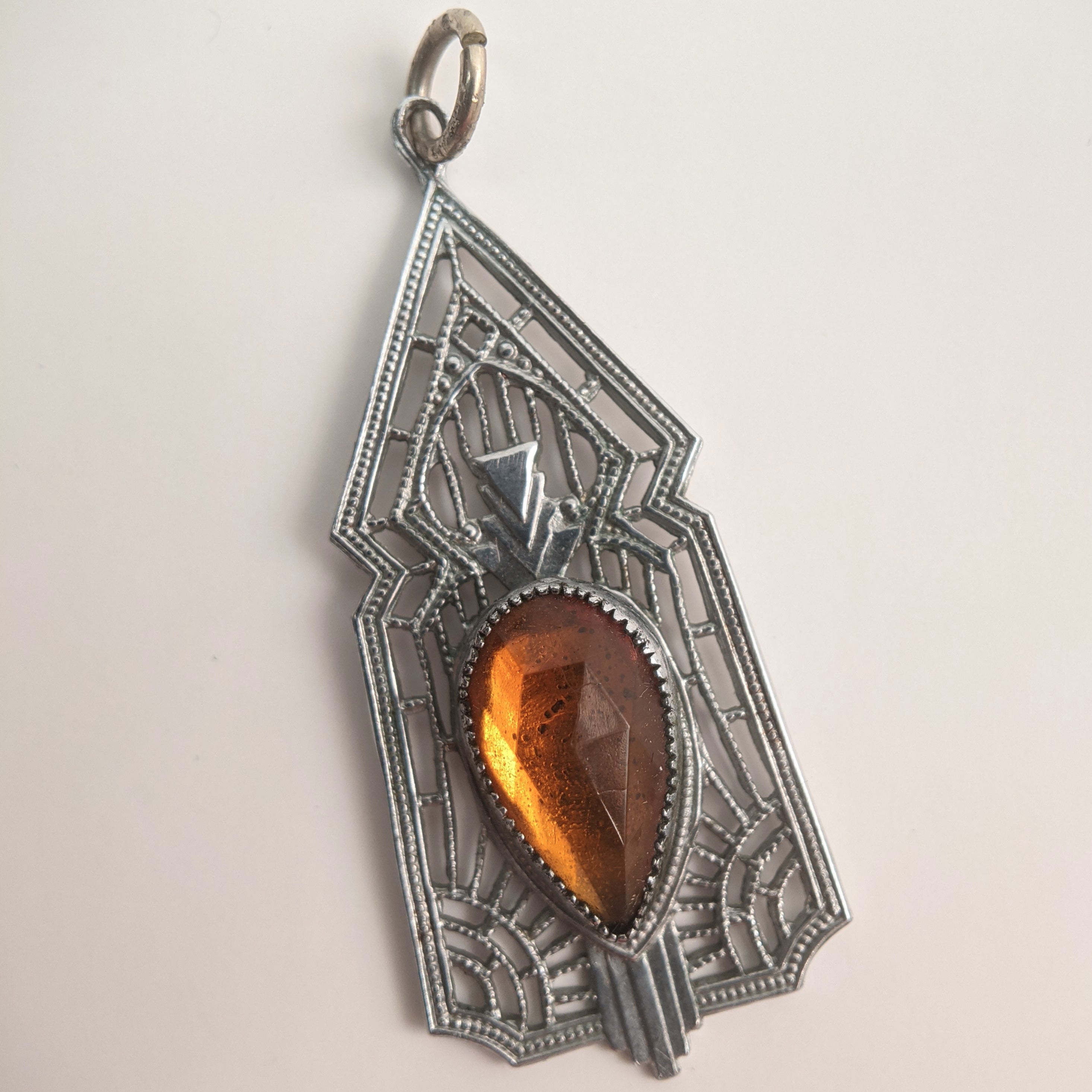 Art Deco Rhodium Plated Pendant