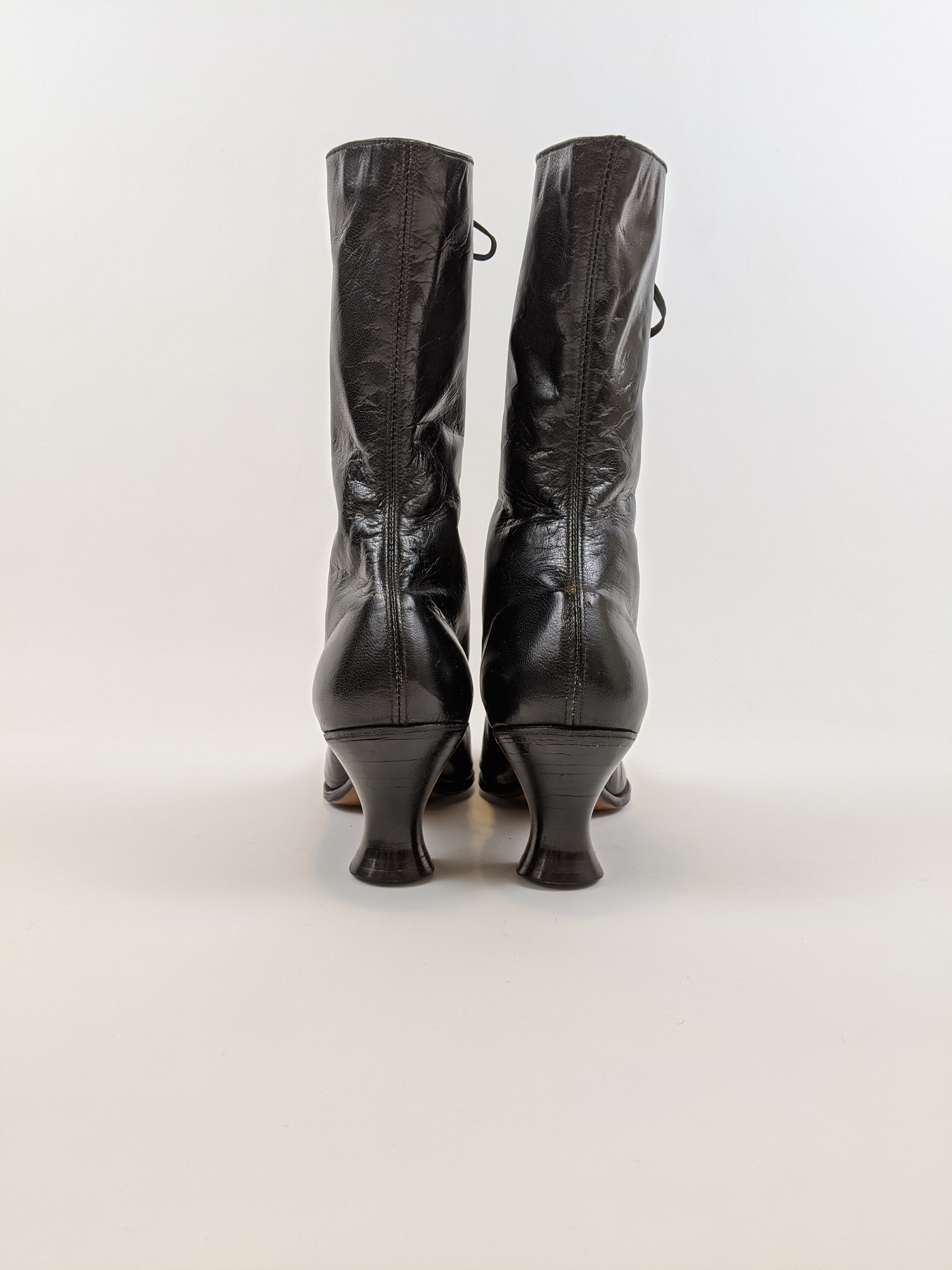 1920s Black Lace Up Louis Heel Boots | Approx Sz 6.5-7
