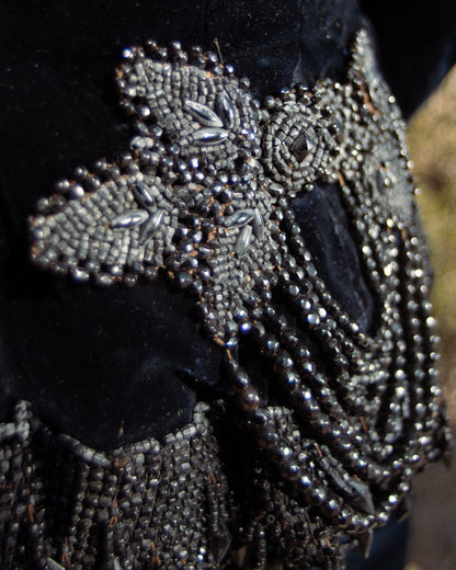 c. 1880s Beaded Black Velvet Bodice