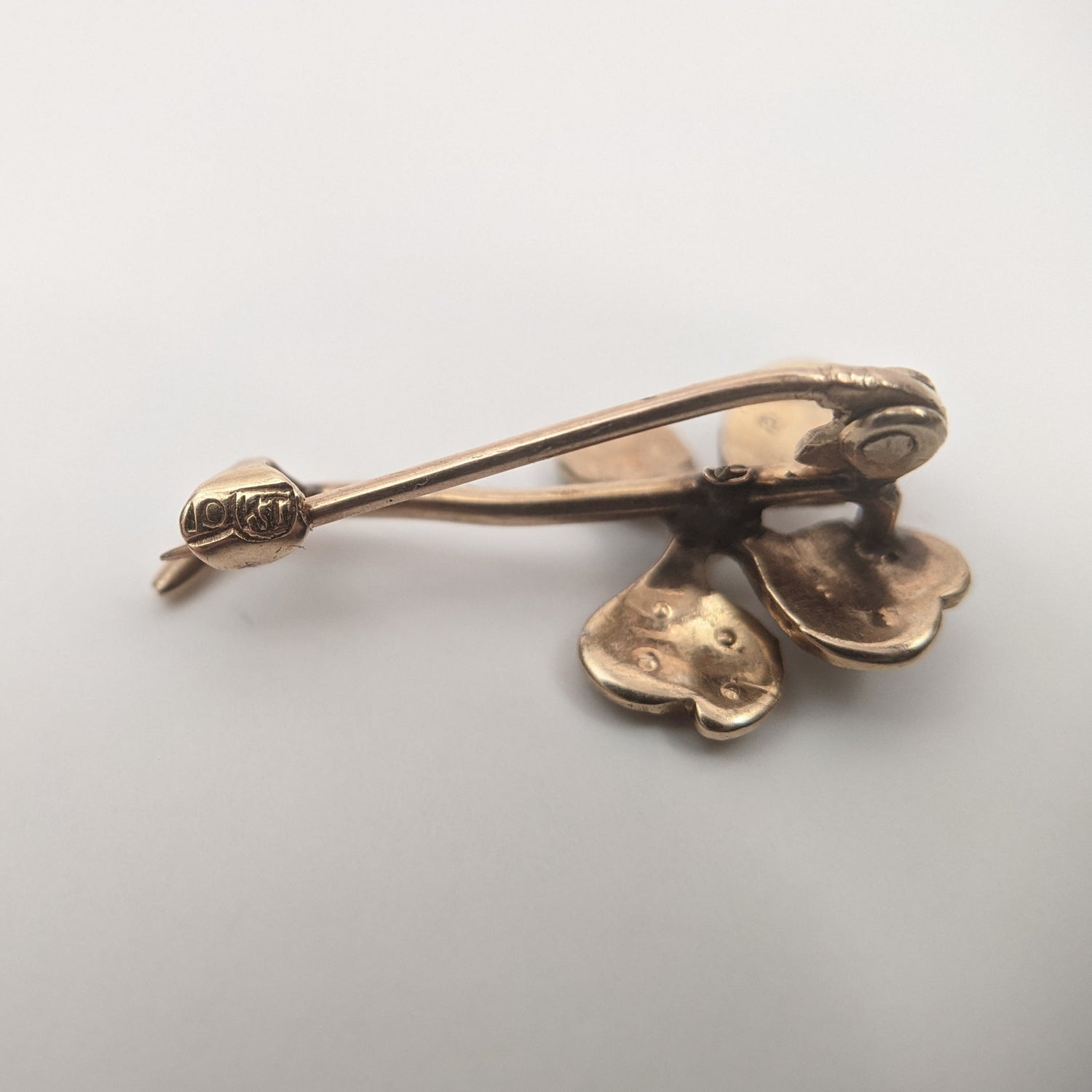 Edwardian 10k Gold Shamrock Brooch