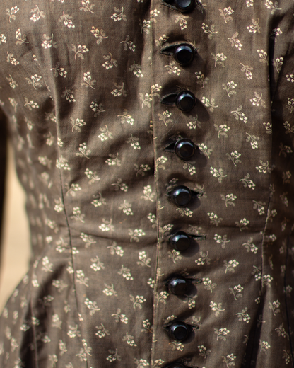 c. 1880s Brown Calico Dress