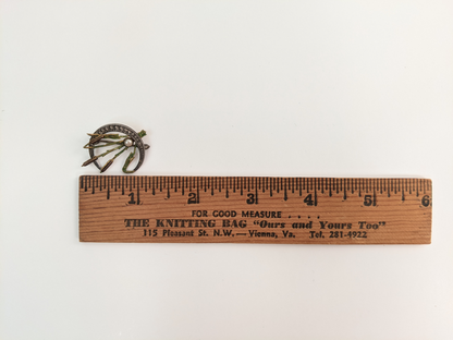 1910s Sterling Silver Crescent Moon + Reeds Brooch