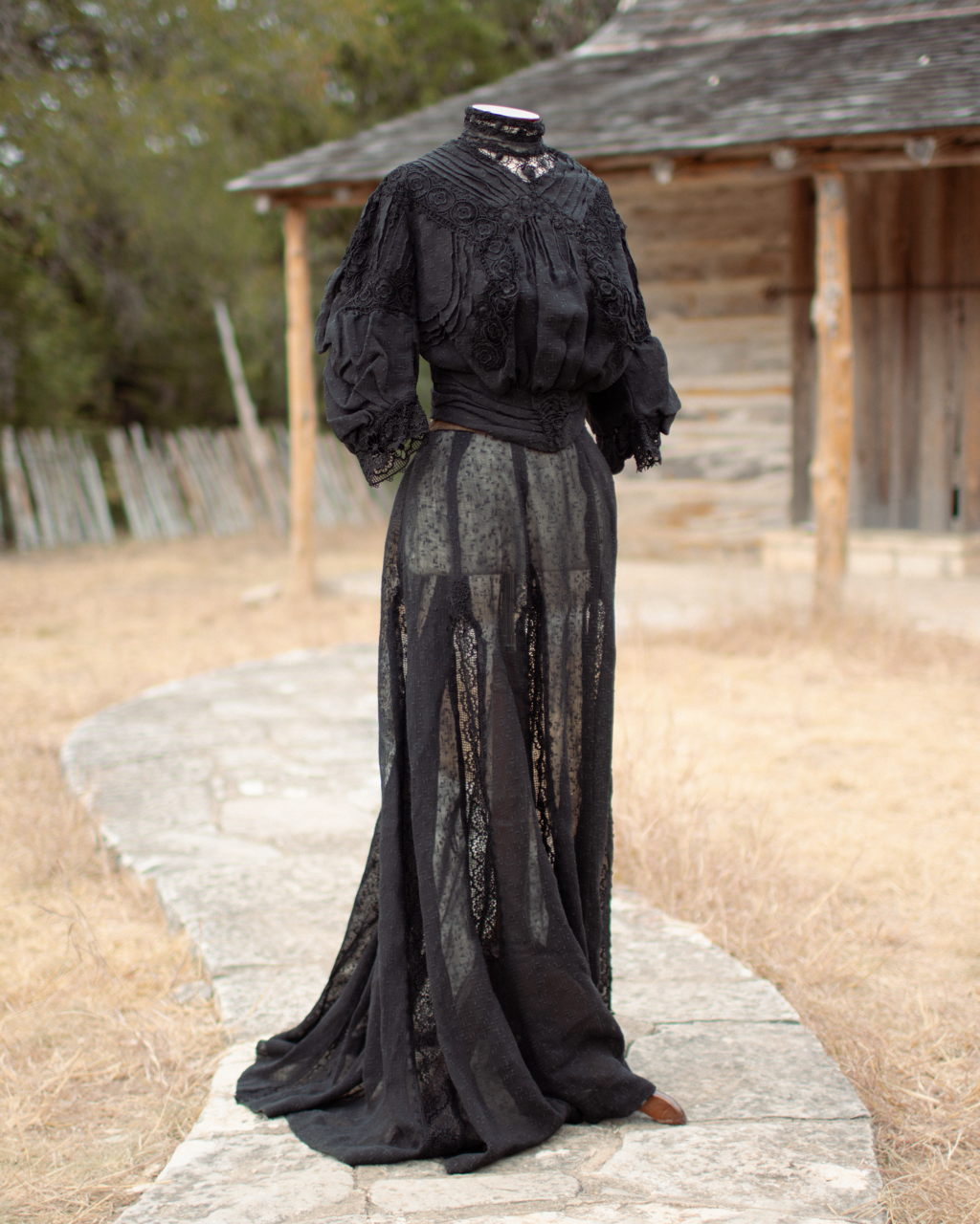 Early 1900s Black Lace Dress Set