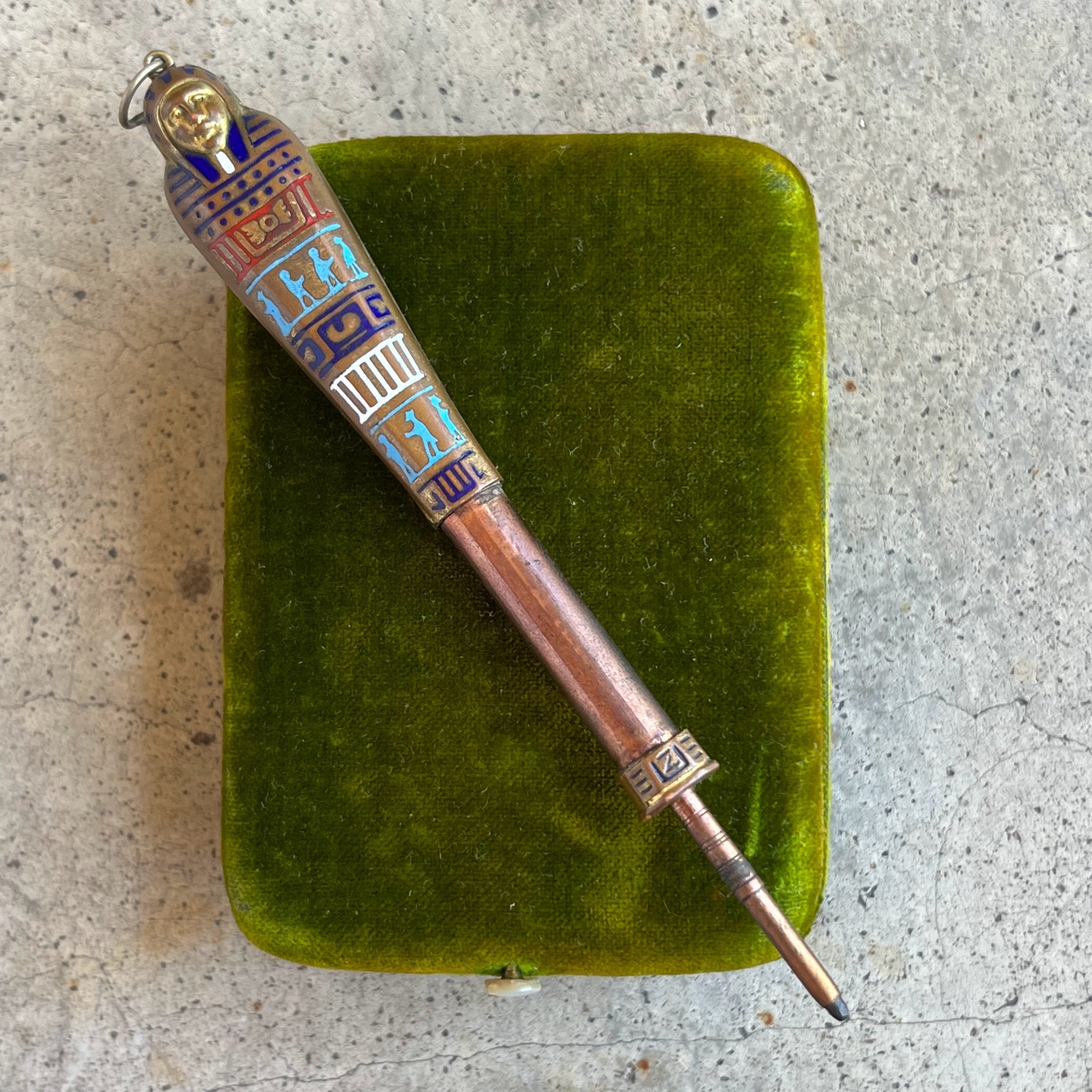 c. 1920s Egyptian Revival Telescoping Pencil Pendant