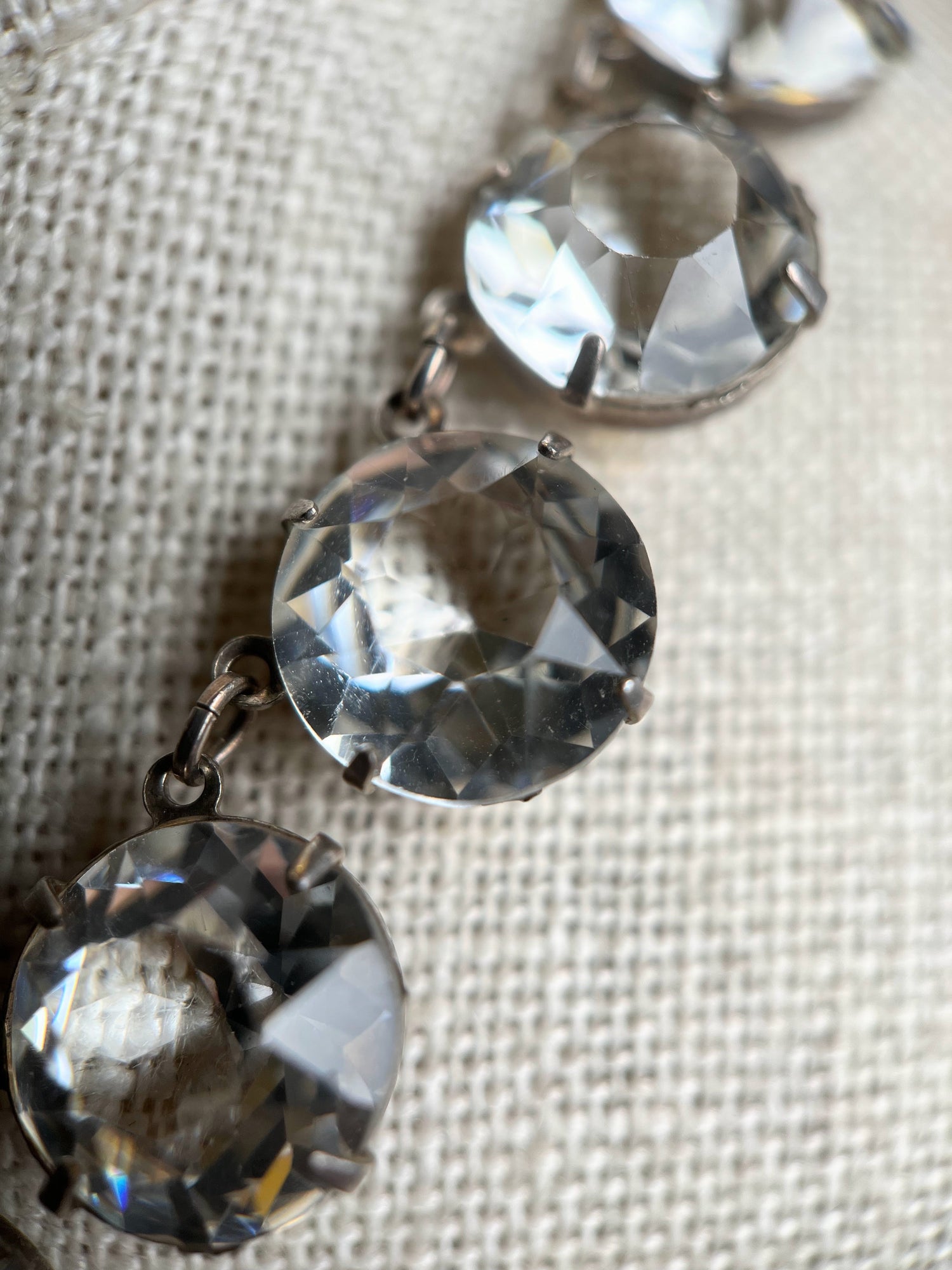 Art Deco Sterling Silver Paste Riviere Necklace