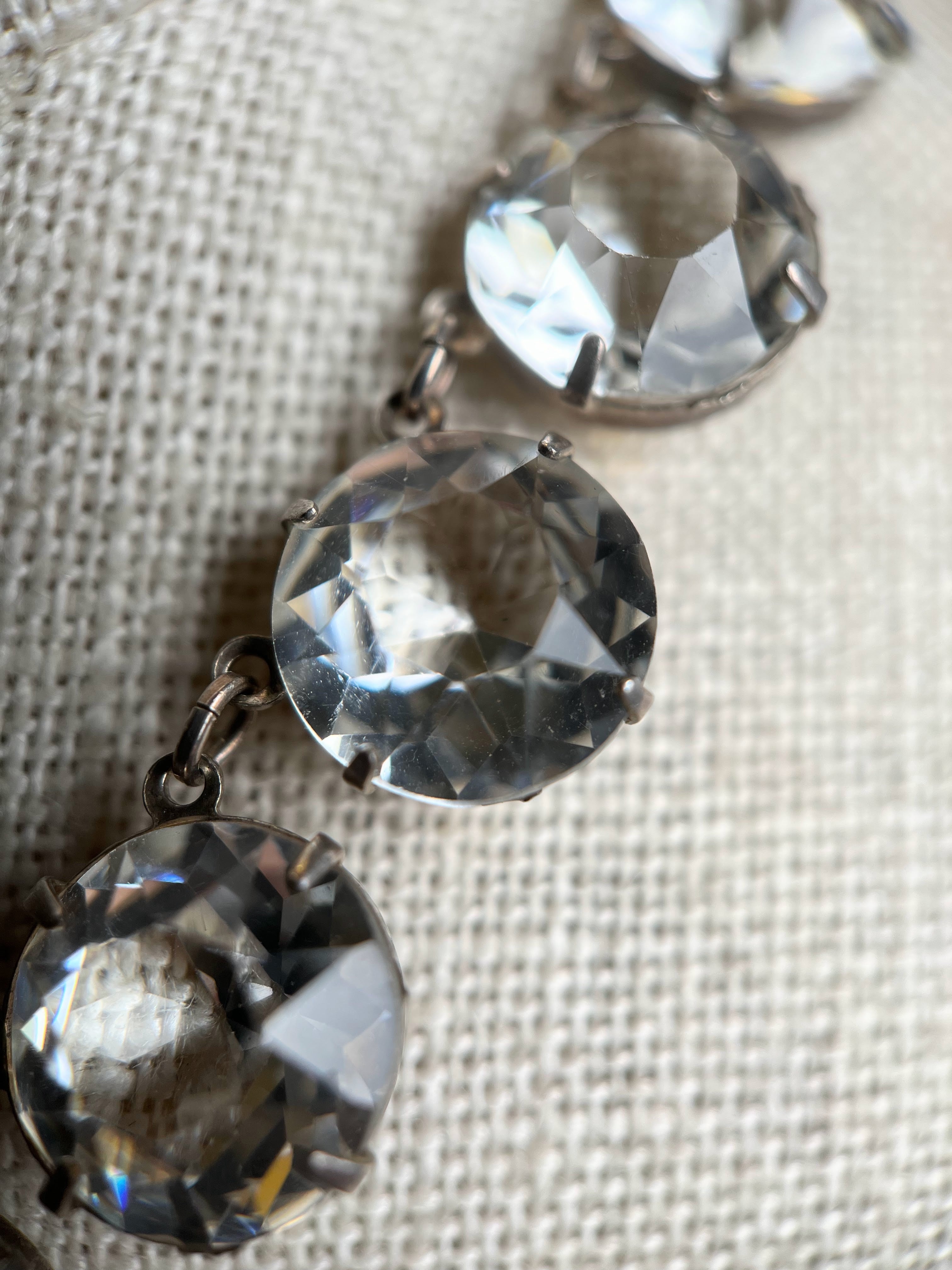 Art Deco Sterling Silver Paste Riviere Necklace