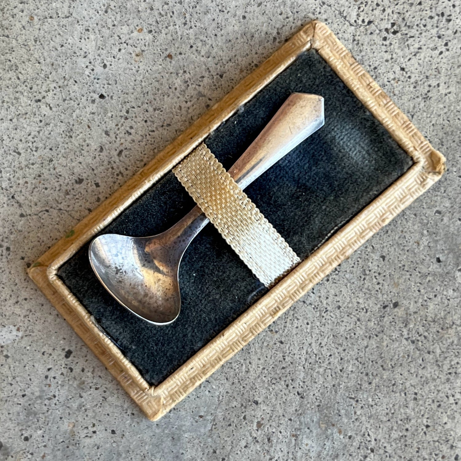 RESERVED c. 1930s Sterling Silver Powder Ladel in Original Box
