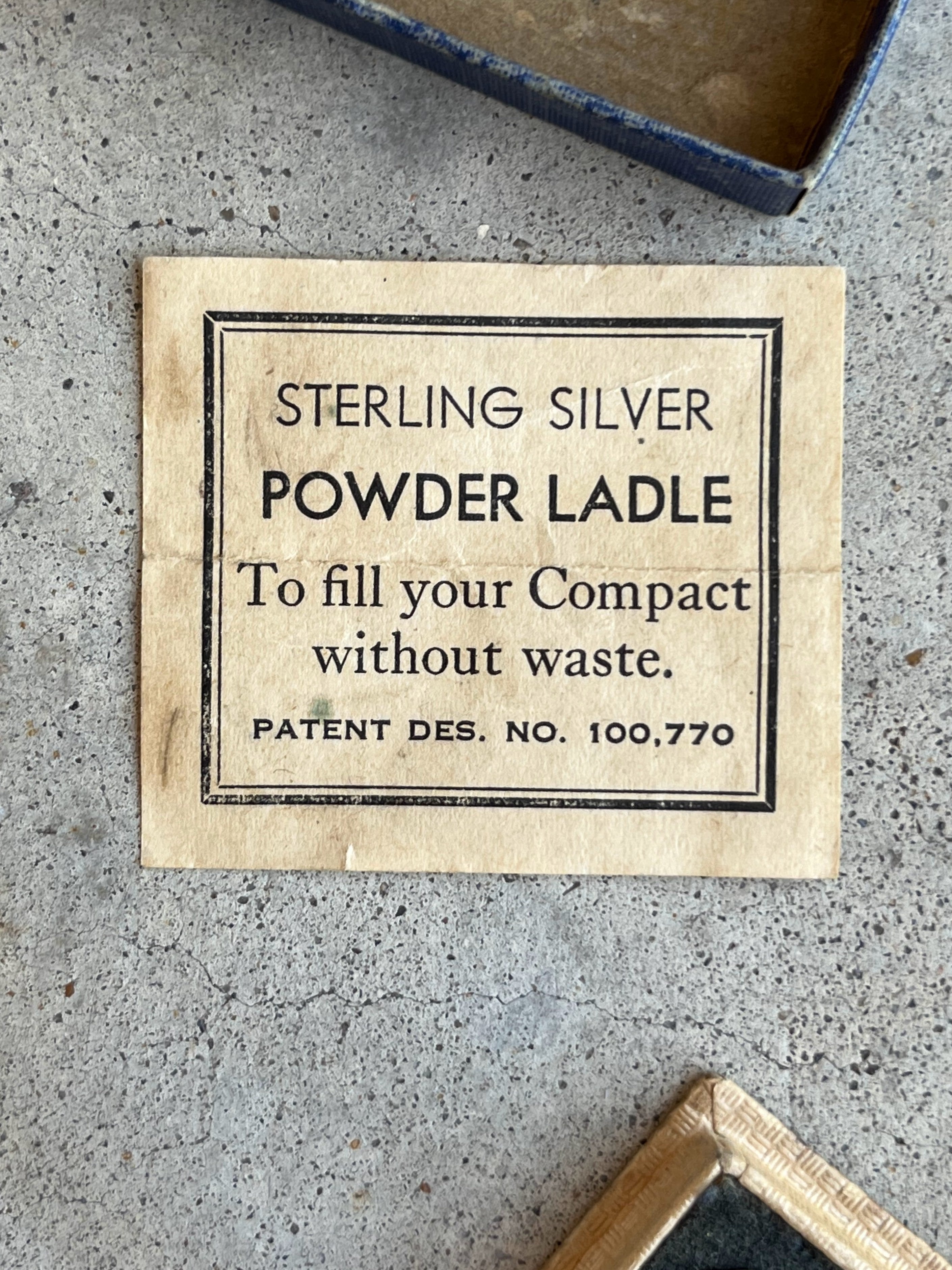 RESERVED c. 1930s Sterling Silver Powder Ladel in Original Box