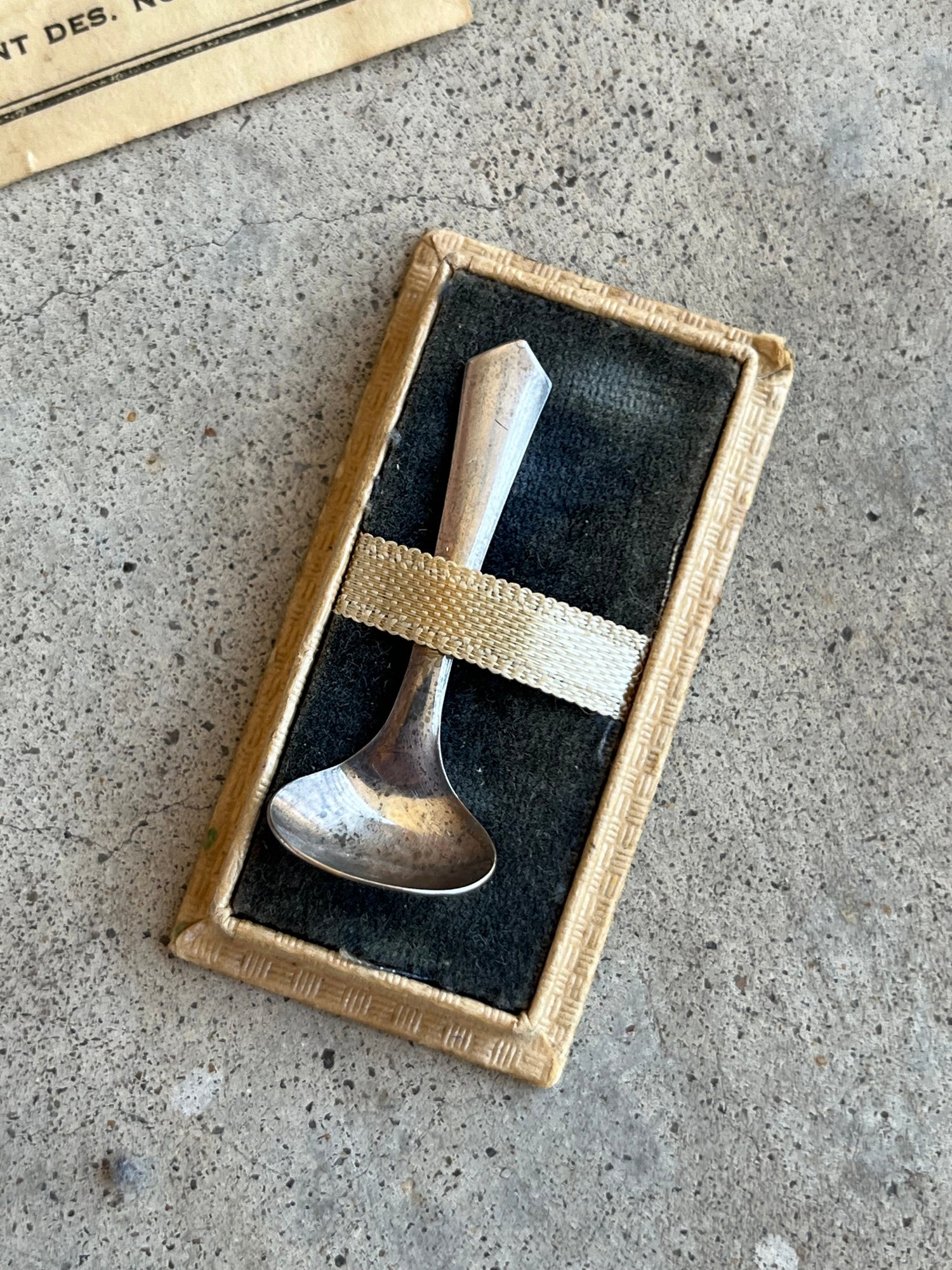 RESERVED c. 1930s Sterling Silver Powder Ladel in Original Box