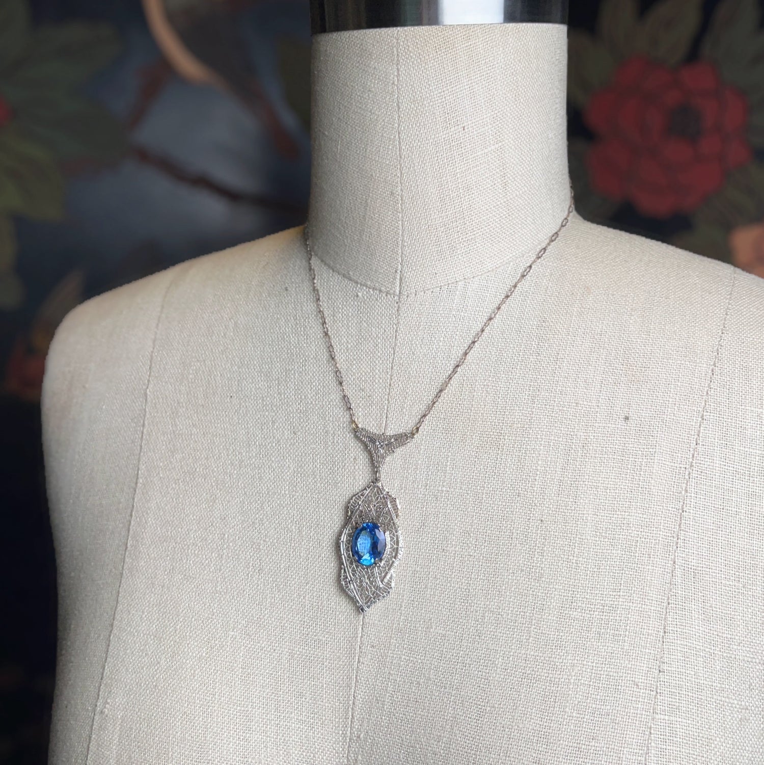 Art Deco Sterling Silver Filigree Necklace