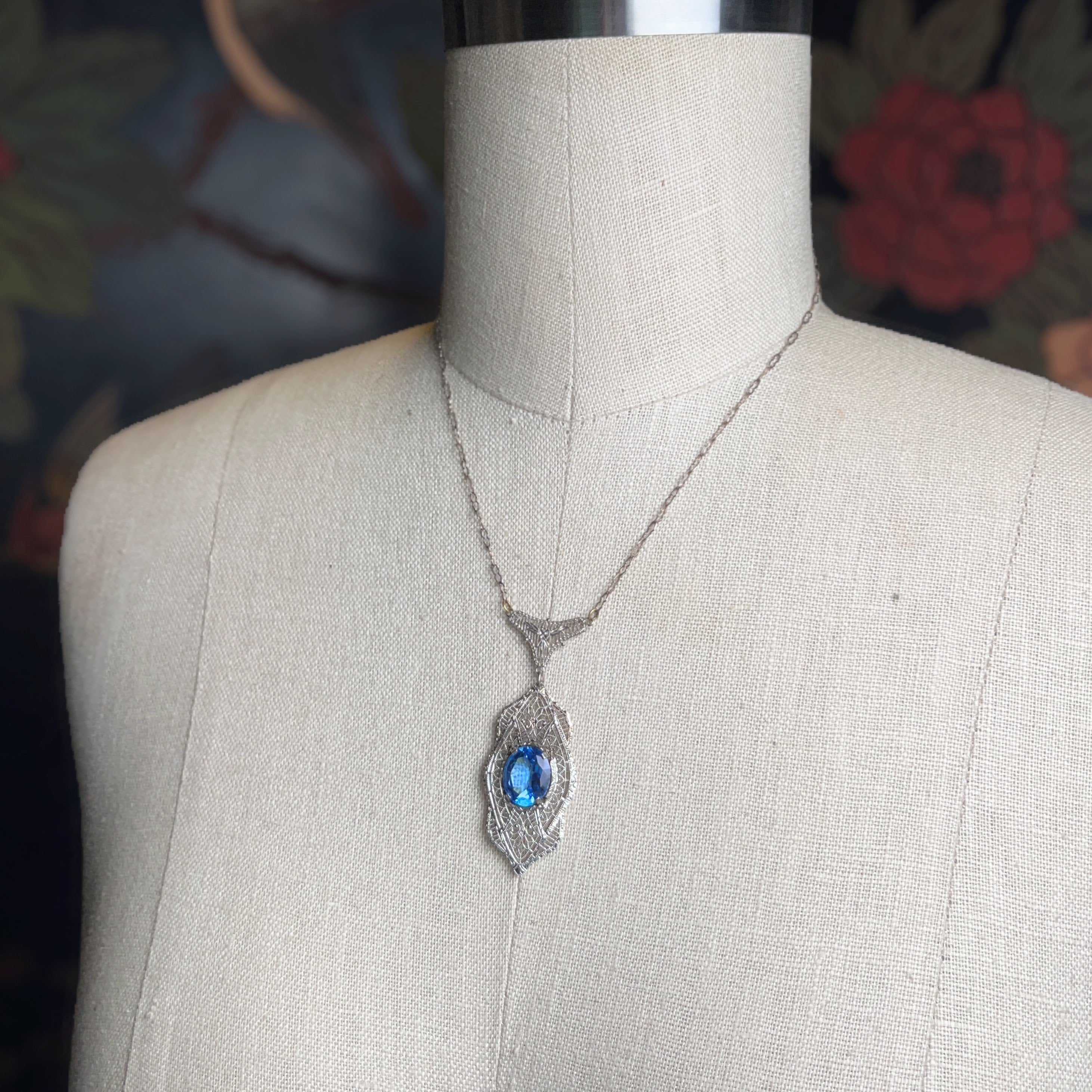 Art Deco Sterling Silver Filigree Necklace
