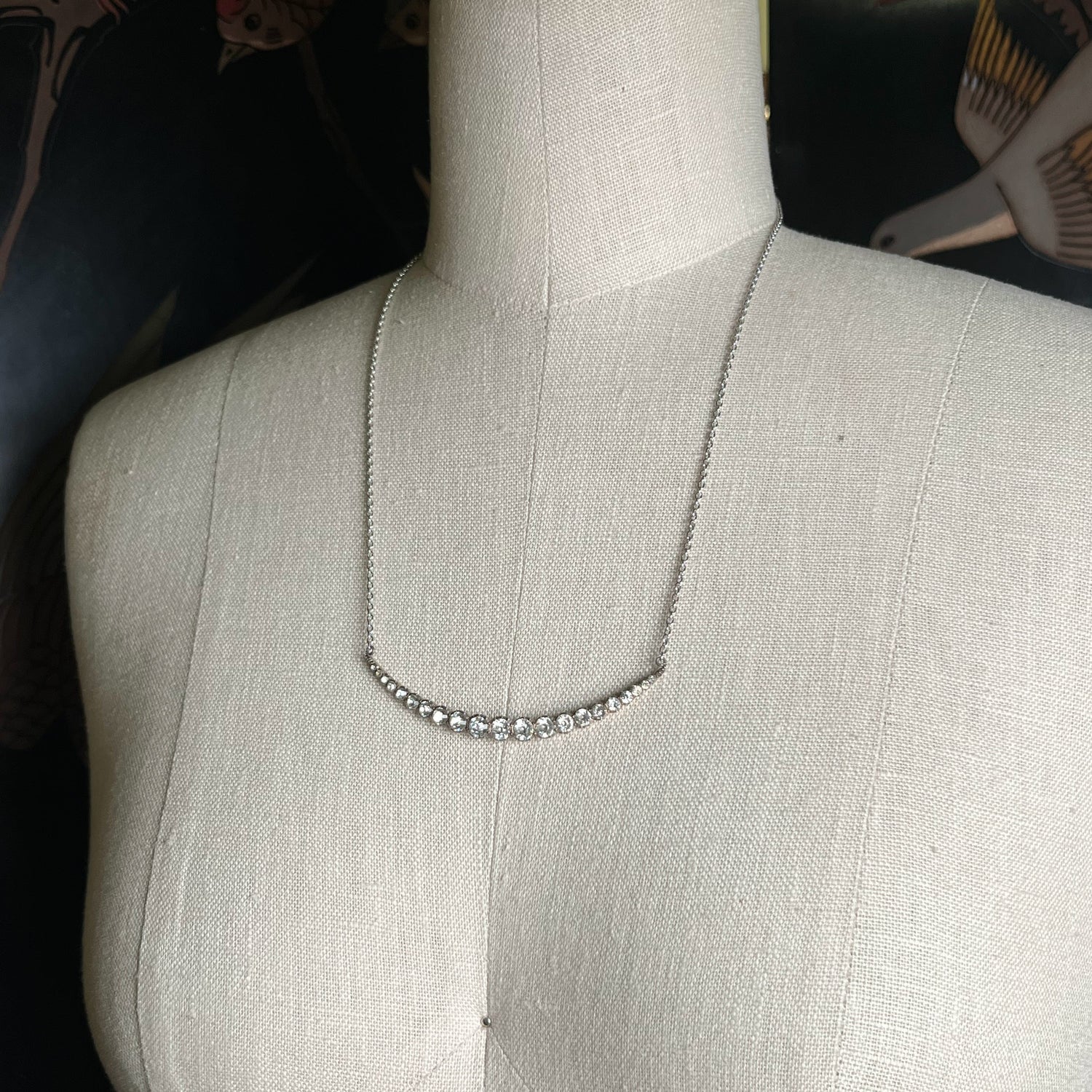 c. 1900s Silver Crescent Moon Conversion Necklace