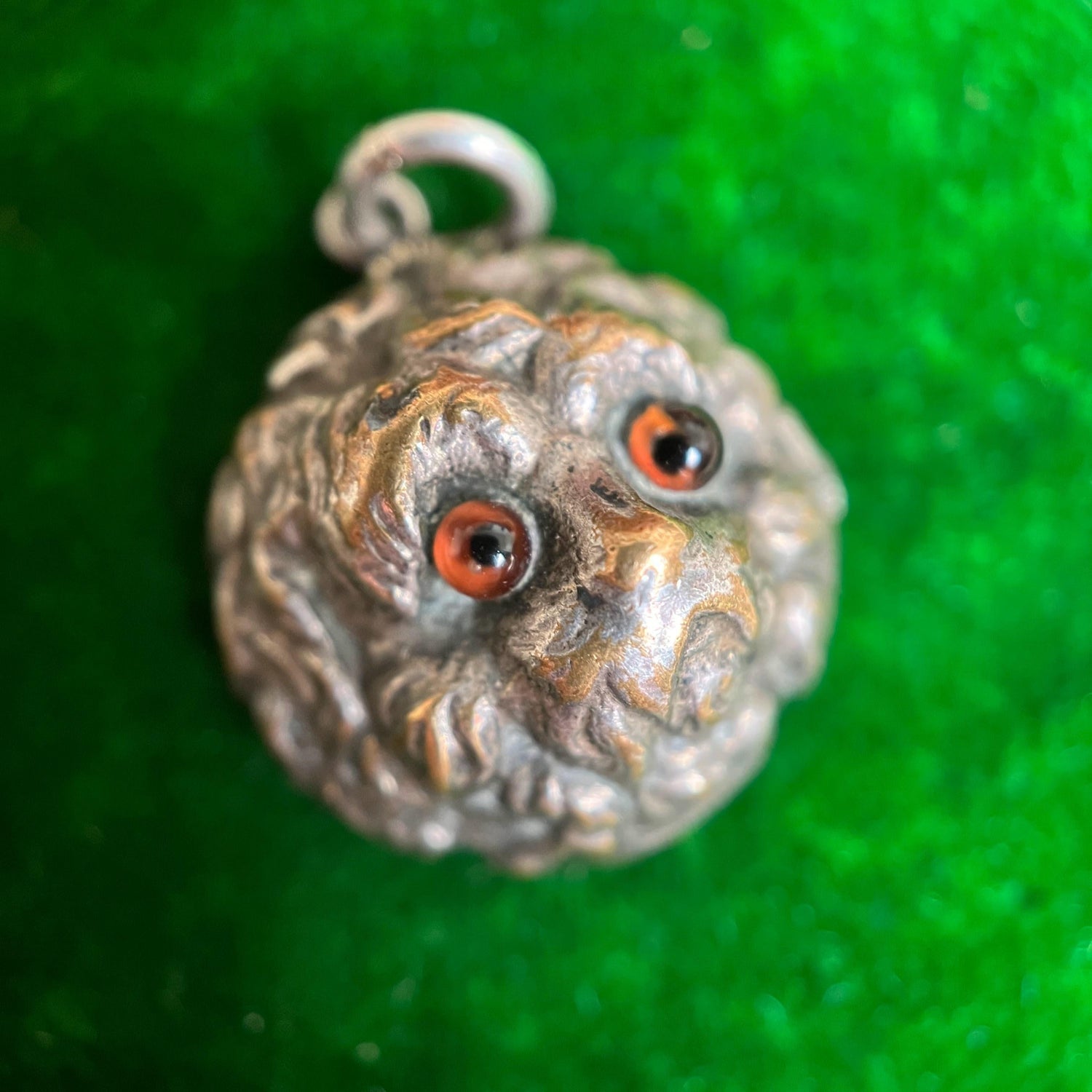Antique Silver Plated Dog Charm | Victorian Edwardian Animal Jewelry