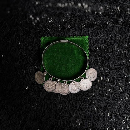 Victorian Silver Love Token Bracelet | Antique 1880s Jewelry