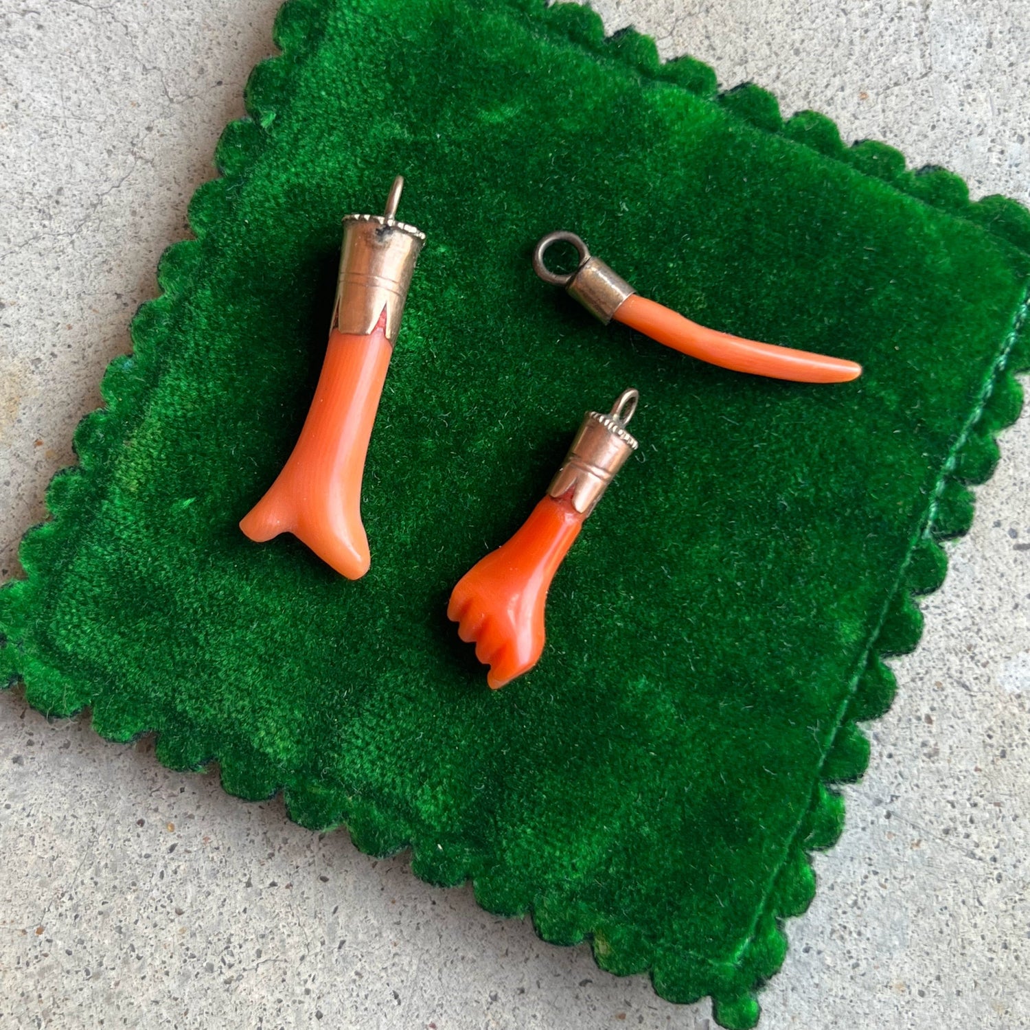Trio of 19th c. Coral Charms