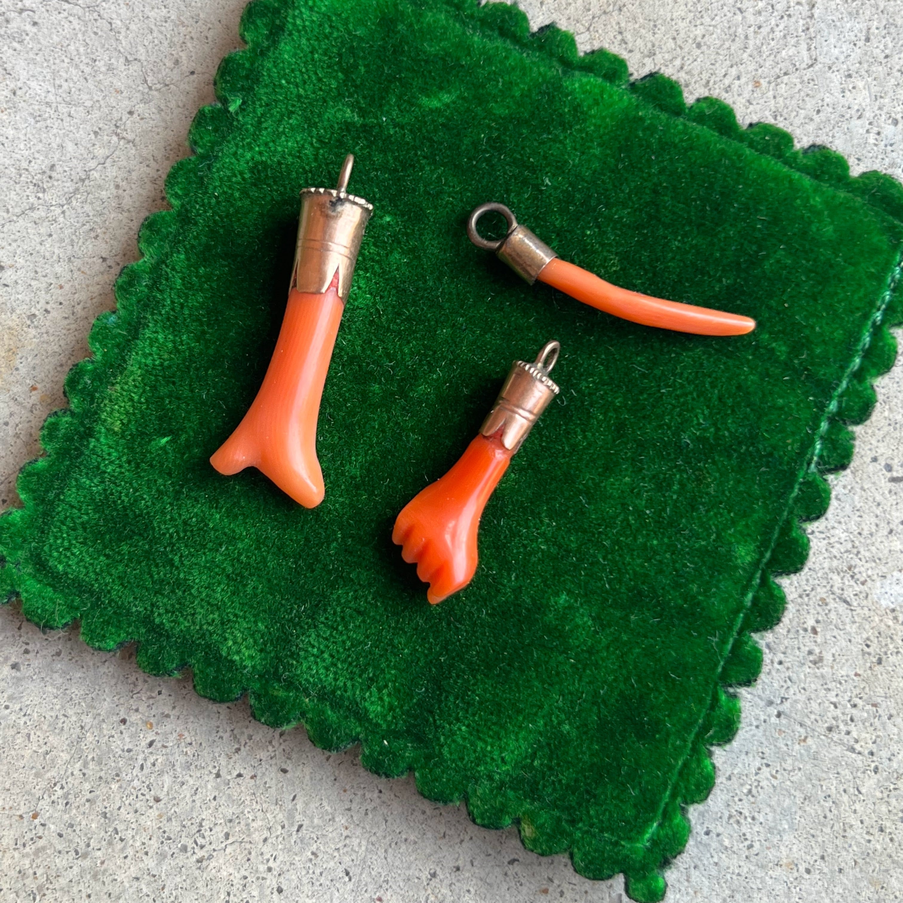 Trio of 19th c. Coral Charms