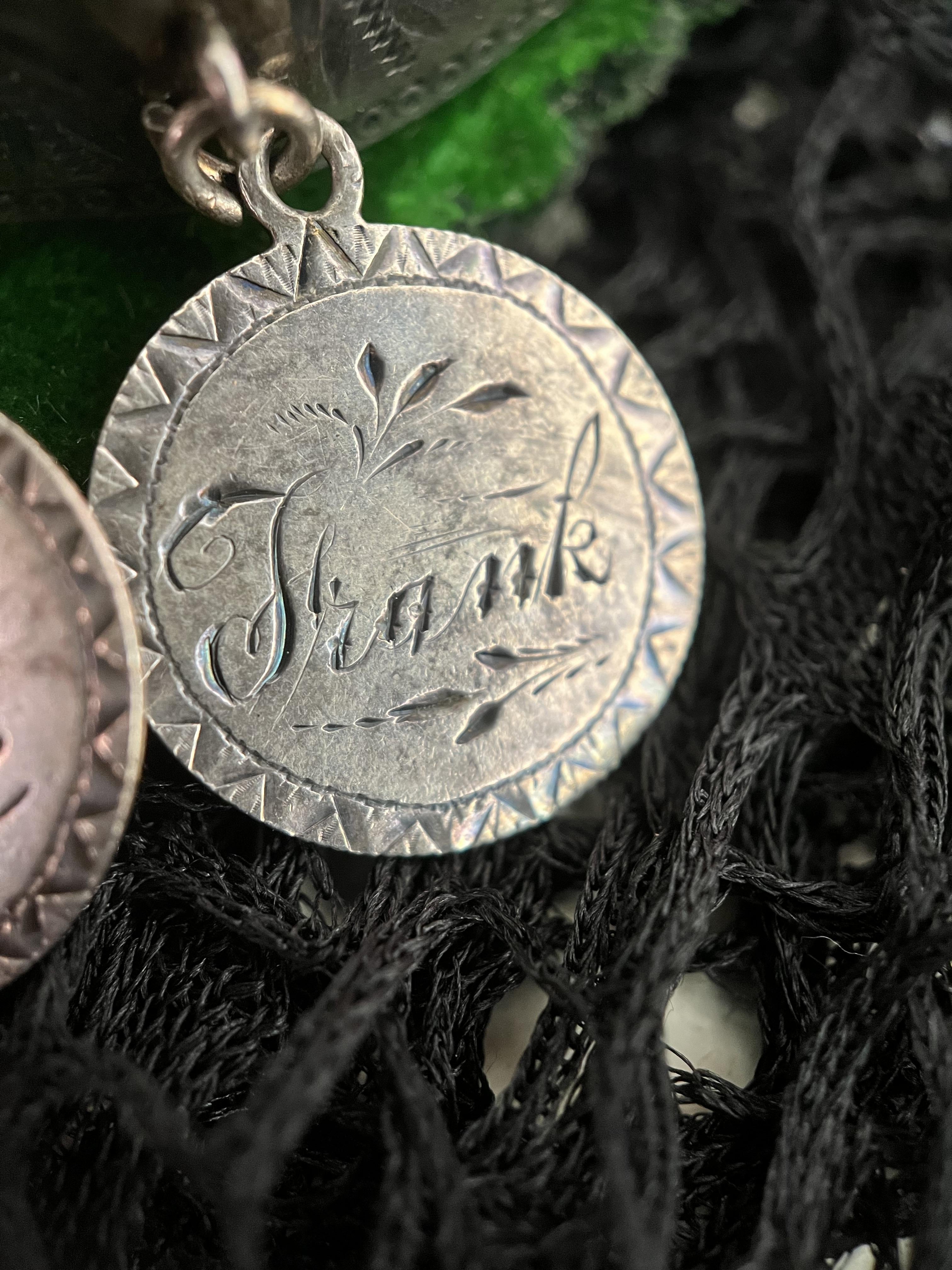 Victorian Silver Love Token Bracelet | Antique 1880s Jewelry