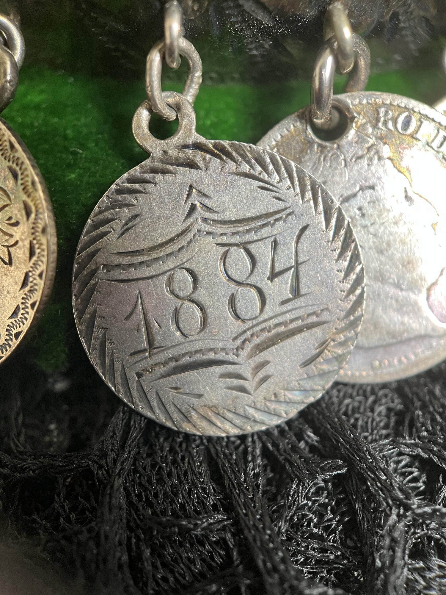Victorian Silver Love Token Bracelet | Antique 1880s Jewelry