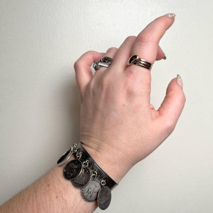Victorian Silver Love Token Bracelet | Antique 1880s Jewelry