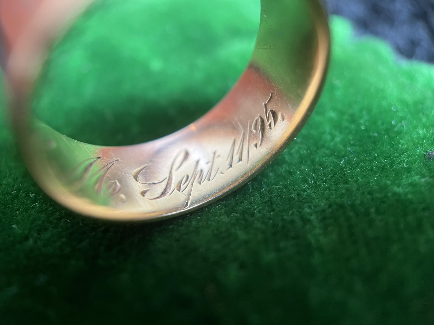 Victorian 1890s 14k Gold Wedding Band | Antique Ring Dated Sept 11 1895