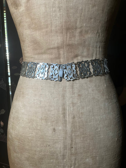 c. 1900s-1910s Silver Plated Belt | 29"
