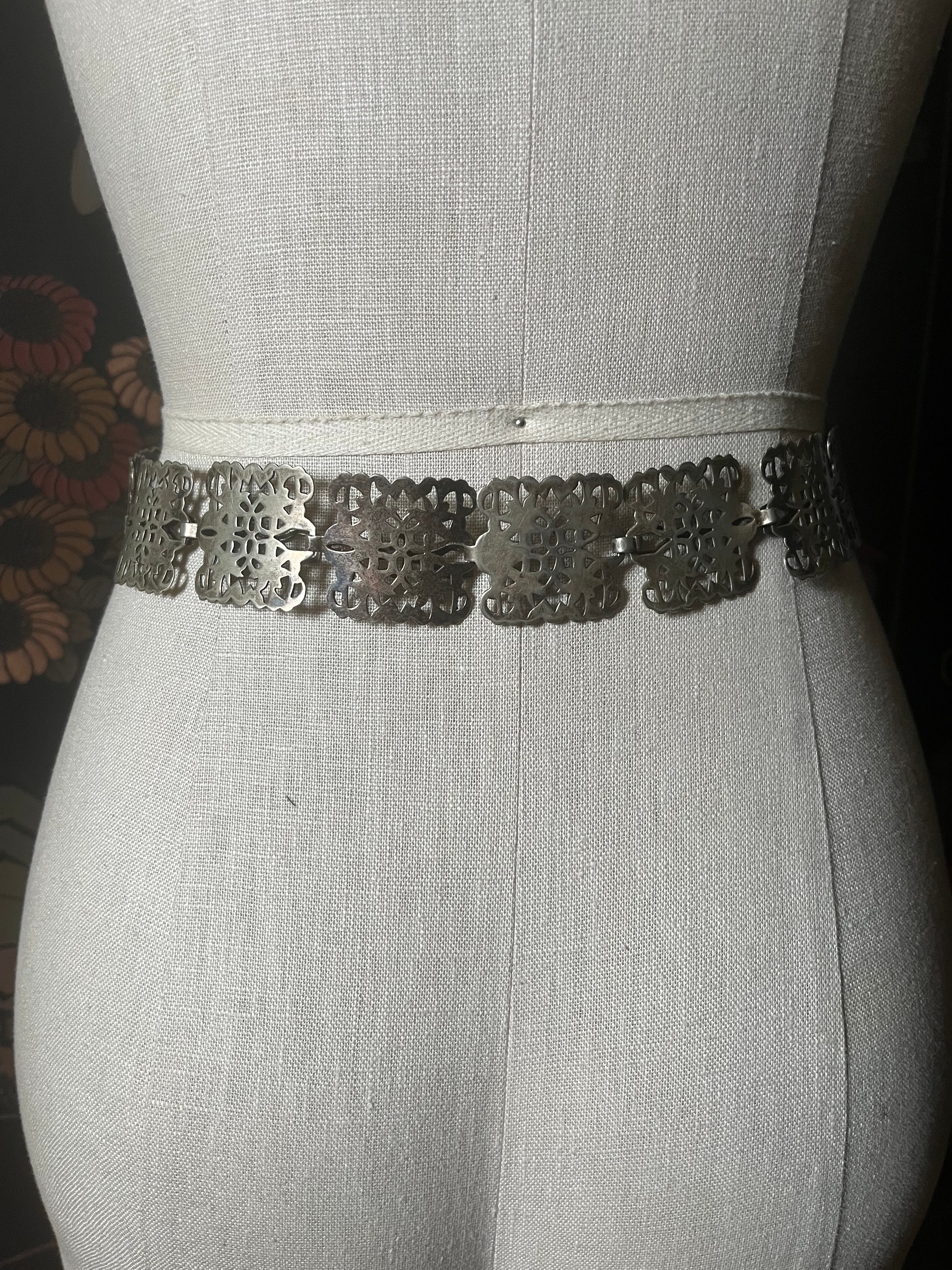 c. 1900s-1910s Silver Plated Belt | 26"