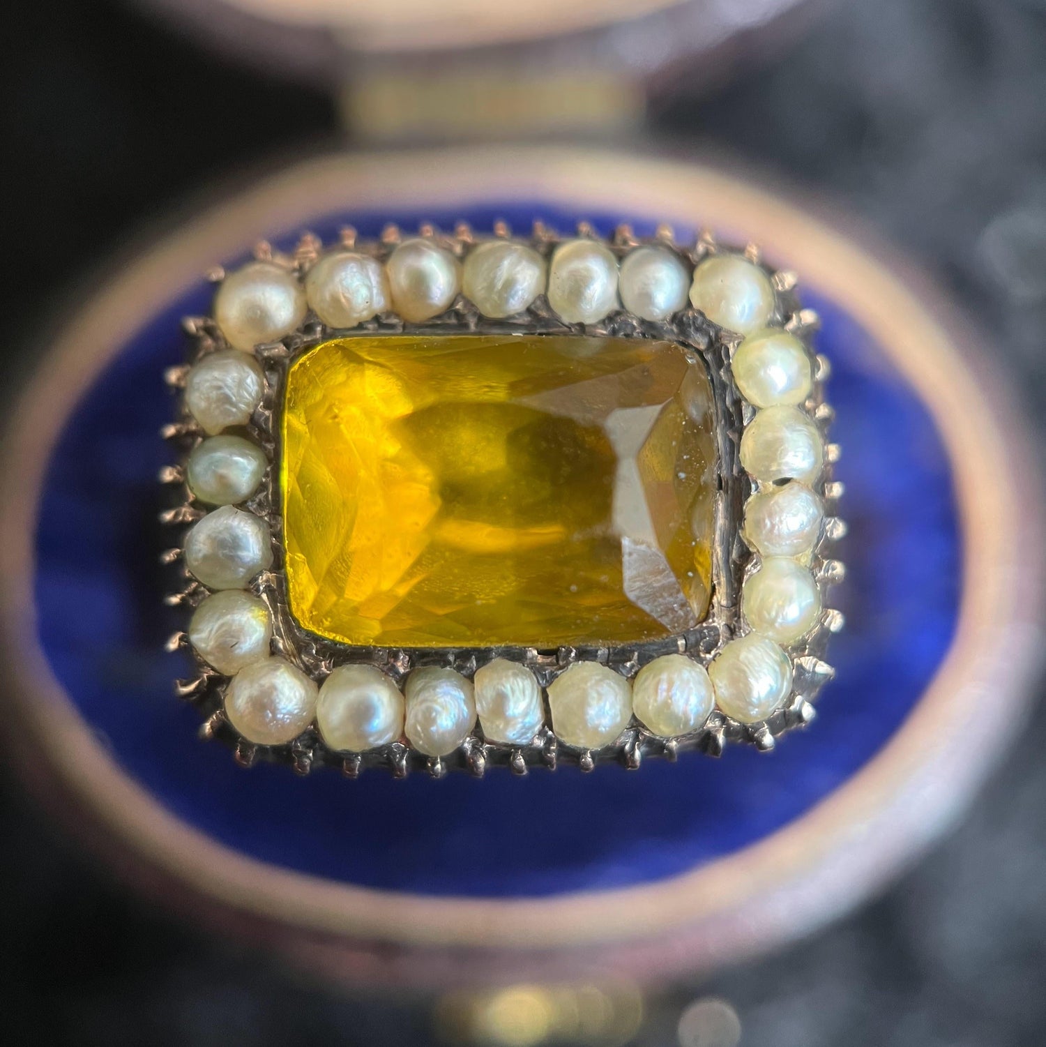 18k Gold Georgian Citrine Paste Conversion Ring | Engraved &