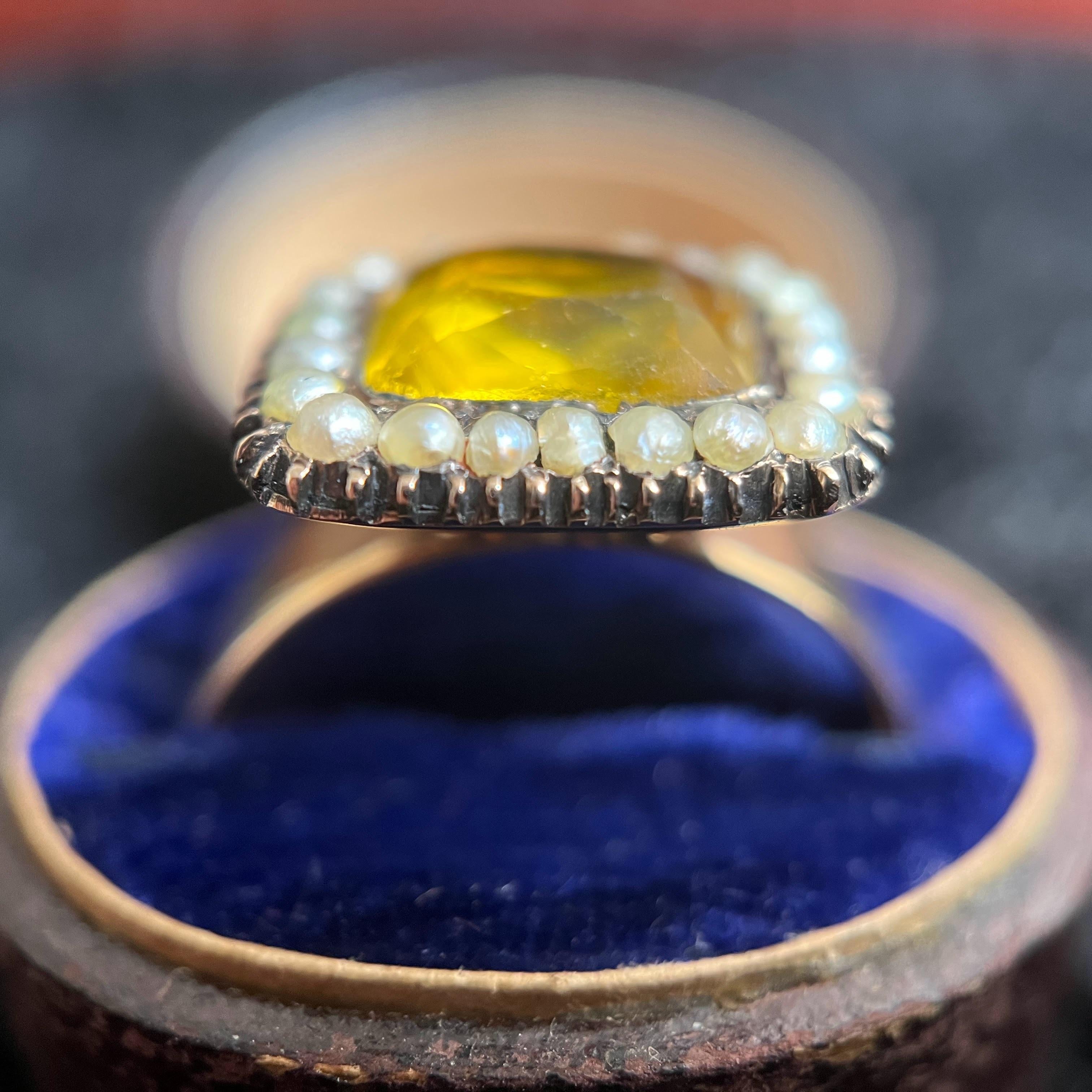 18k Gold Georgian Citrine Paste Conversion Ring | Engraved &