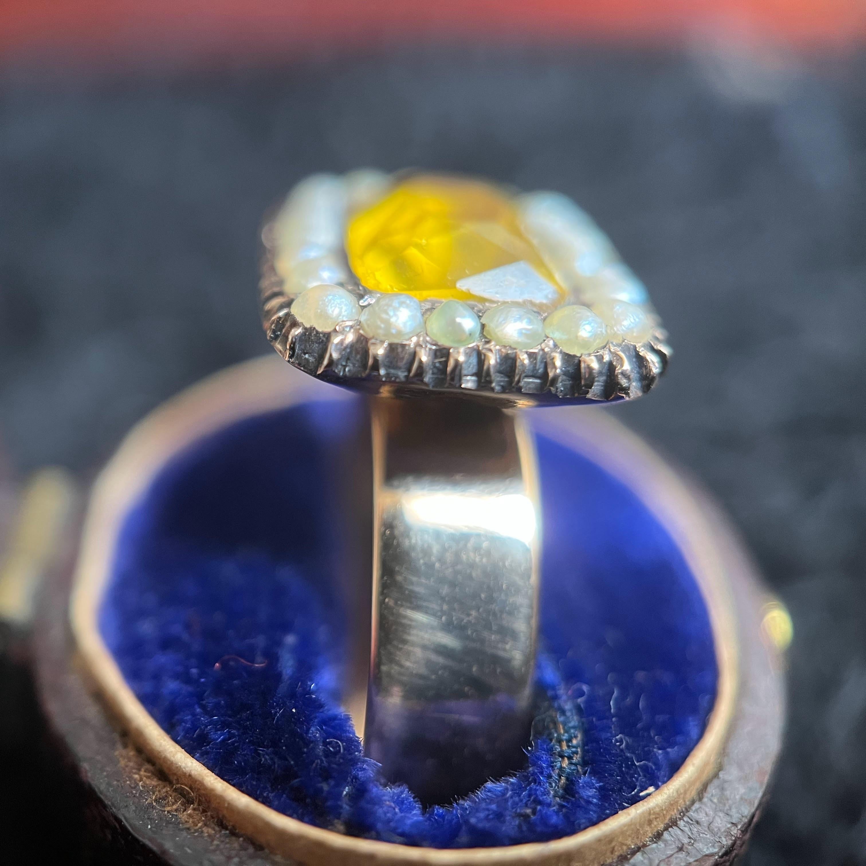 18k Gold Georgian Citrine Paste Conversion Ring | Engraved &