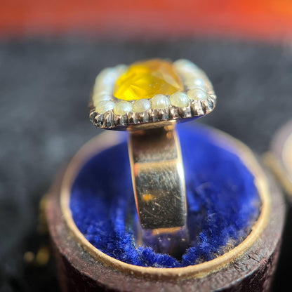 18k Gold Georgian Citrine Paste Conversion Ring | Engraved &
