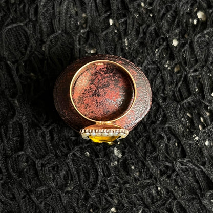 18k Gold Georgian Citrine Paste Conversion Ring | Engraved &