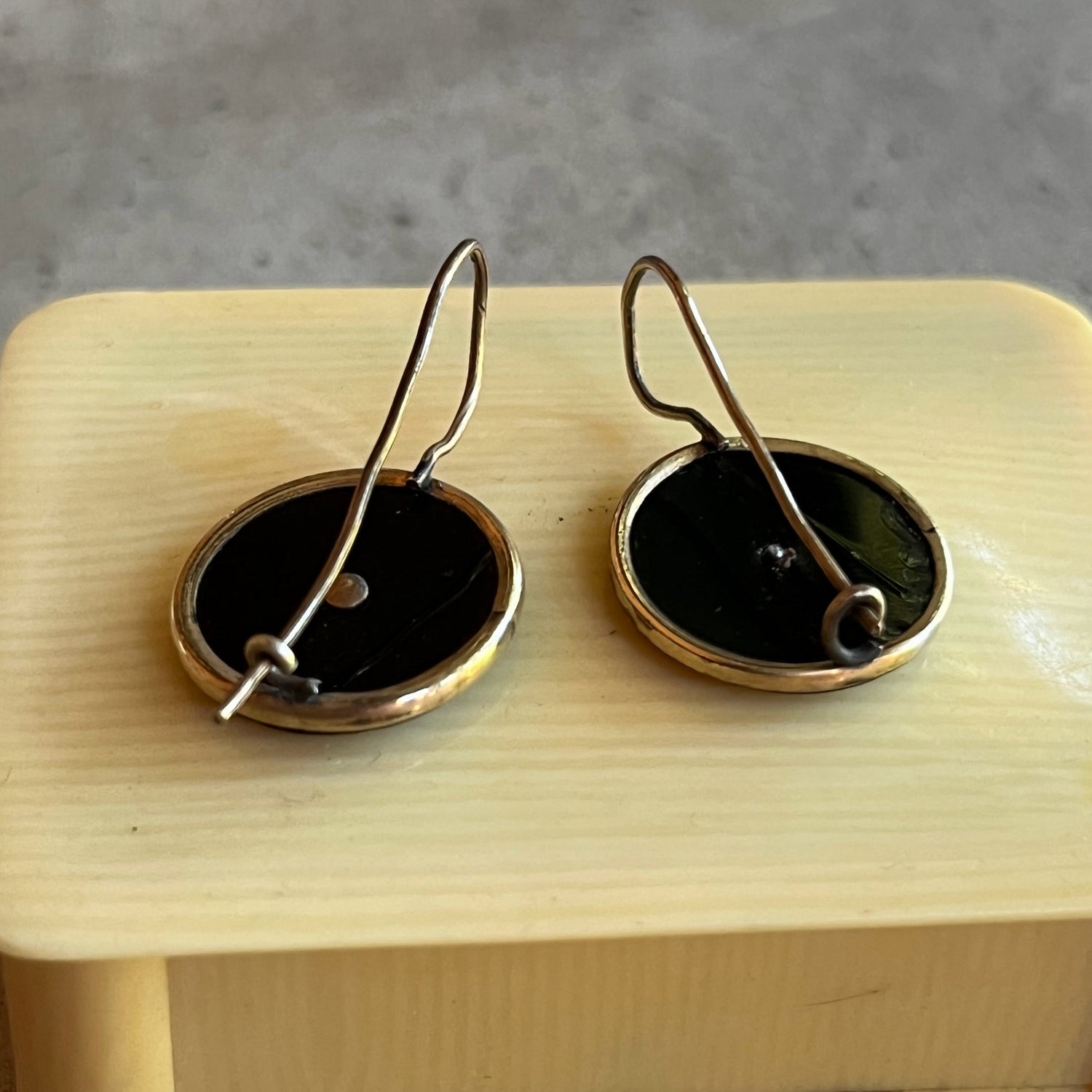 c. 1890s-1900s Gold Filled French Jet Earrings