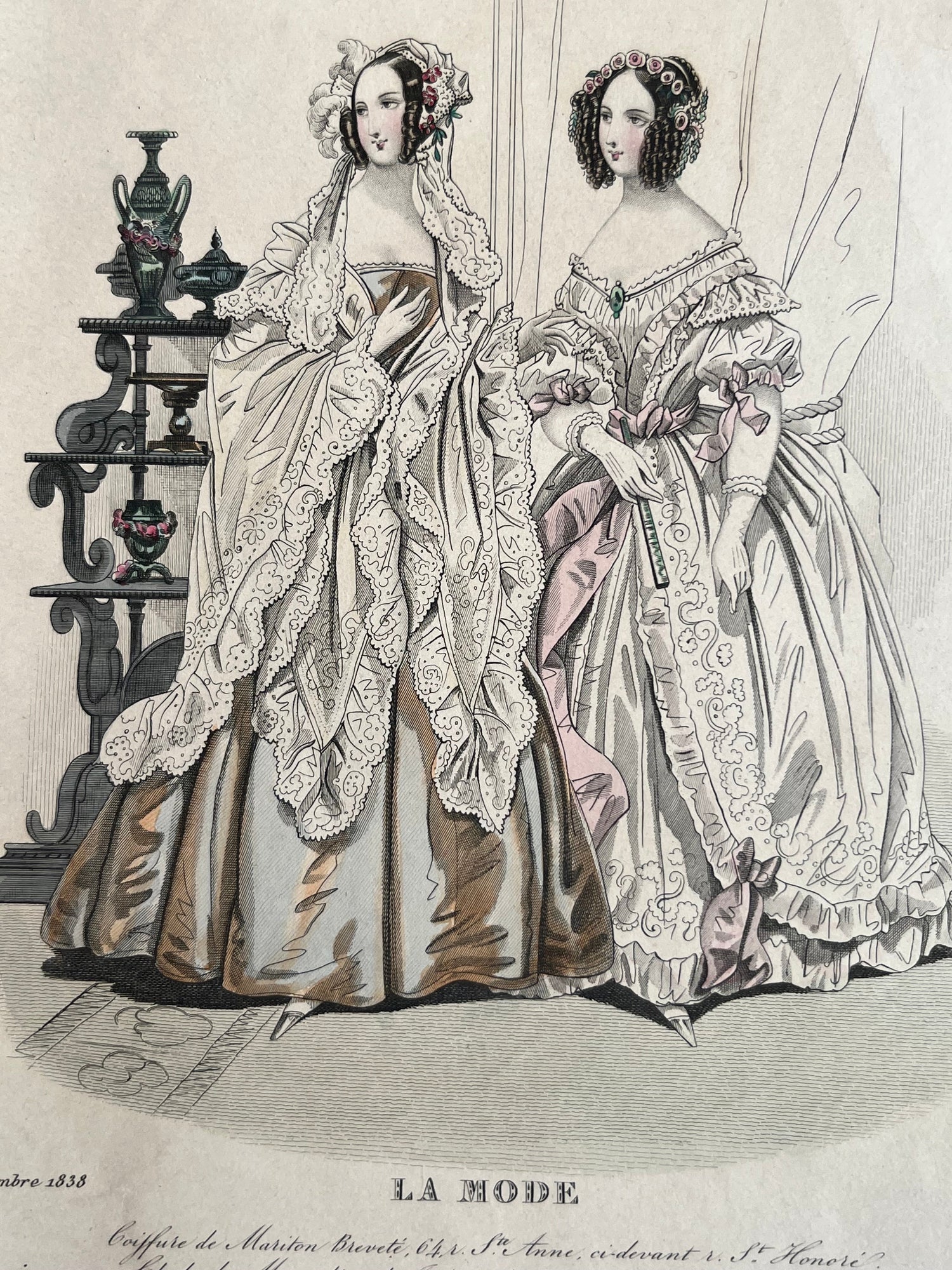 Lot of 11 1830s-1840s La Mode Fashion Plates